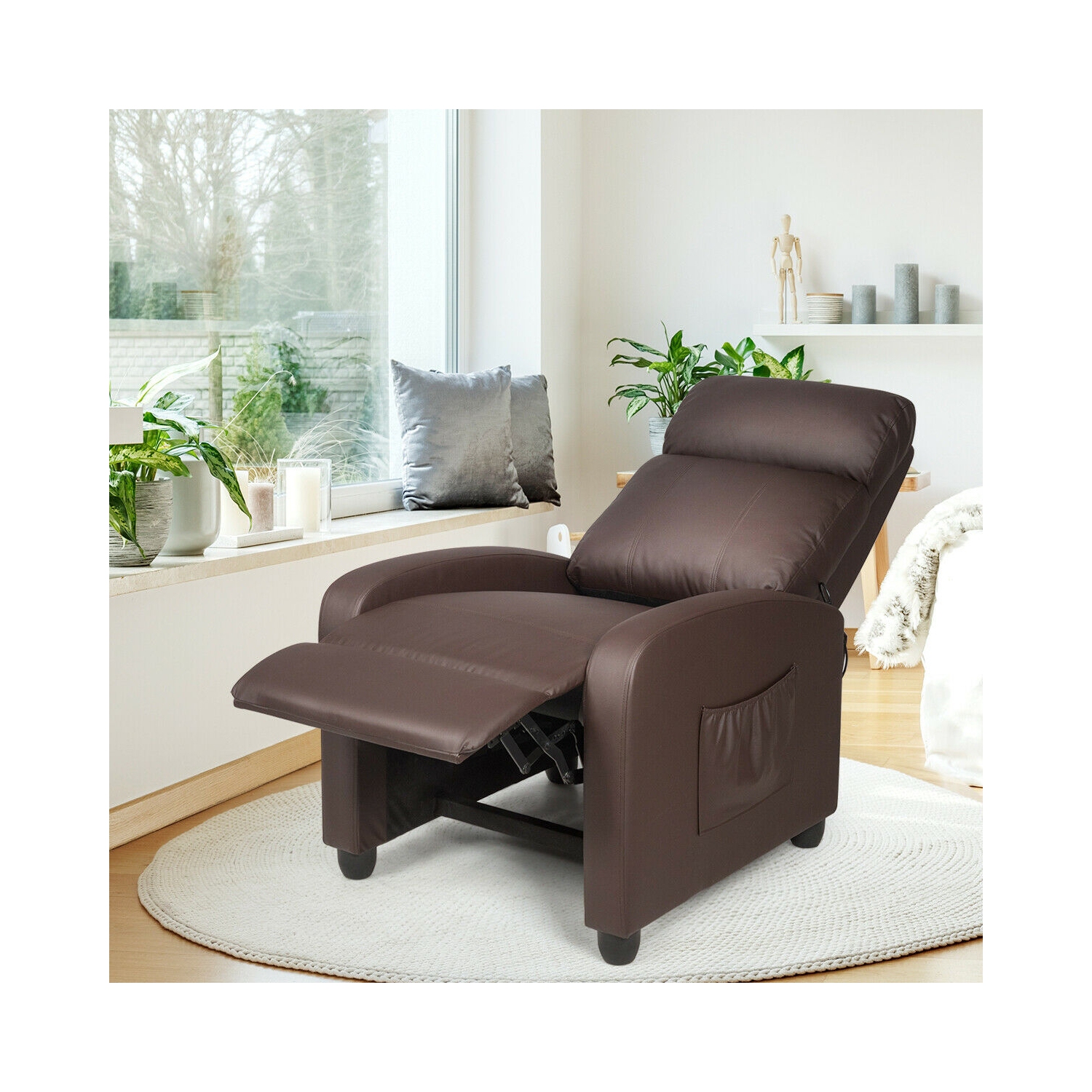 Massage Recliner Sofa Chair with Wing back Design for Living Room Comfort