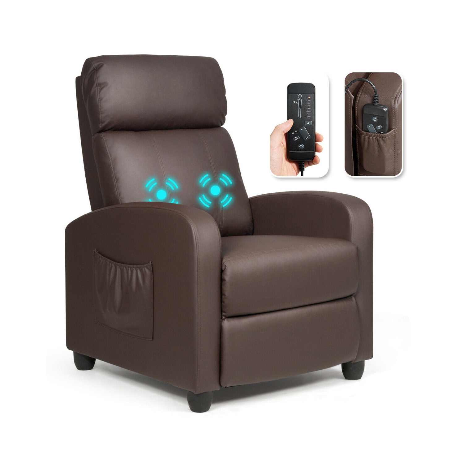Massage Recliner Sofa Chair with Wing back Design for Living Room Comfort