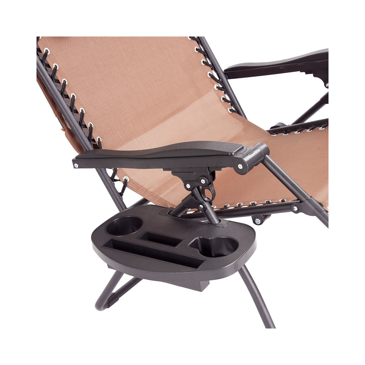 Chaise longue pliante de patio inclinable avec auvent et porte-gobelet