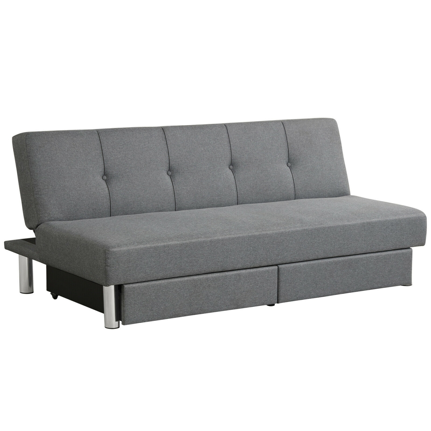 Canapé-lit réglable avec 2 tiroirs de rangement – Canapé futon convertible moderne pour les petits espaces