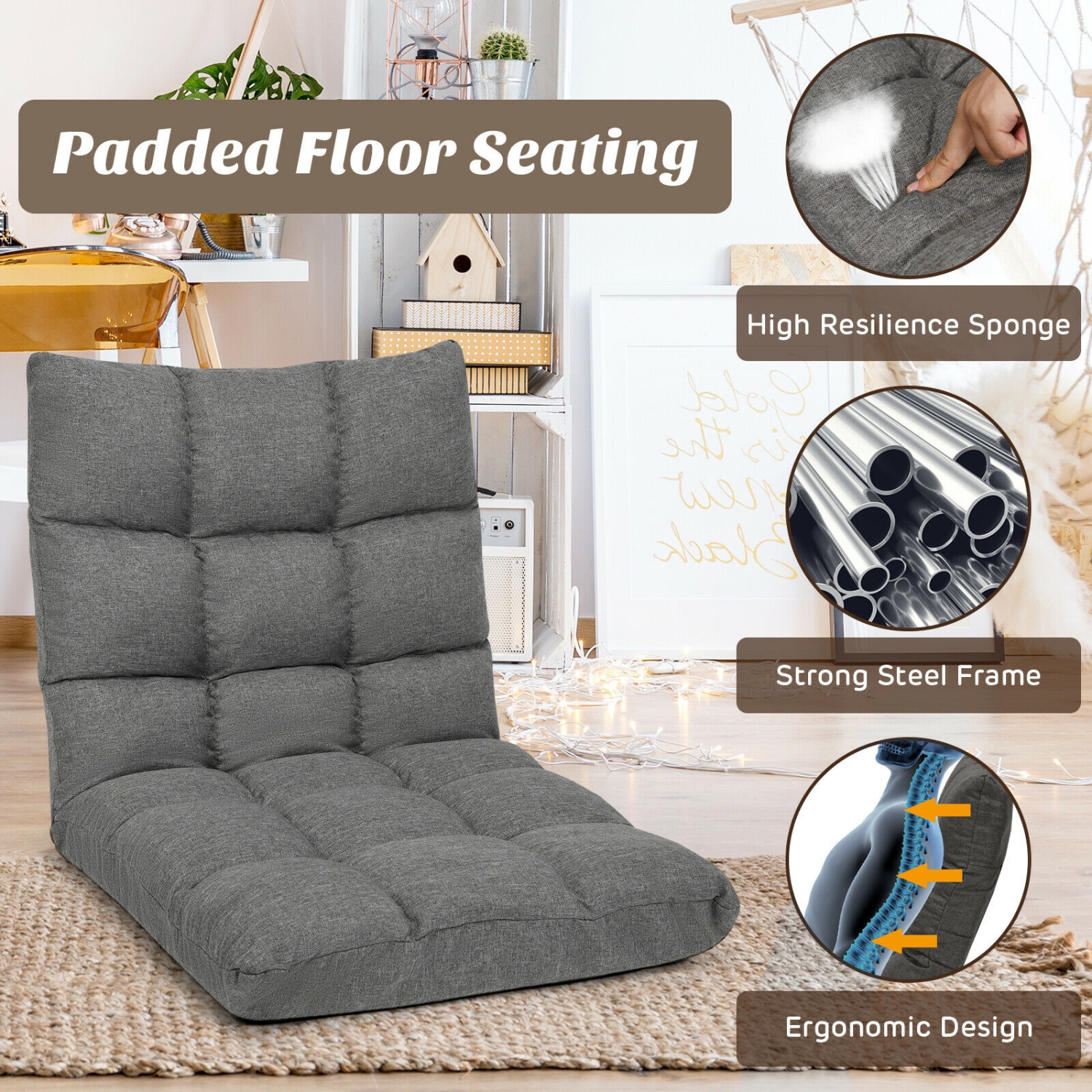 14-Position Adjustable Folding Lazy Gaming Sofa