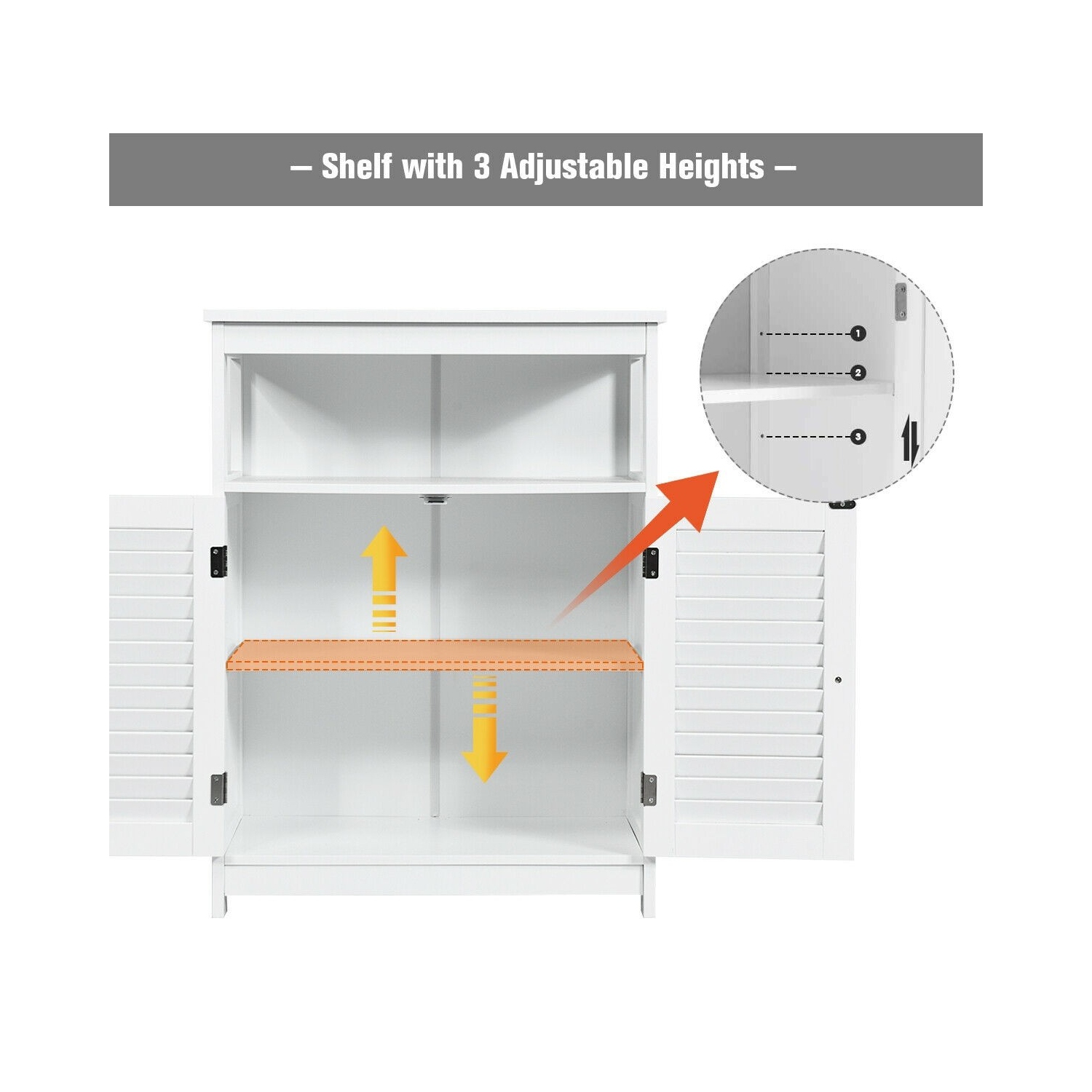 Wood Bathroom Storage Cabinet with Shutter Doors for Towels and Toiletries