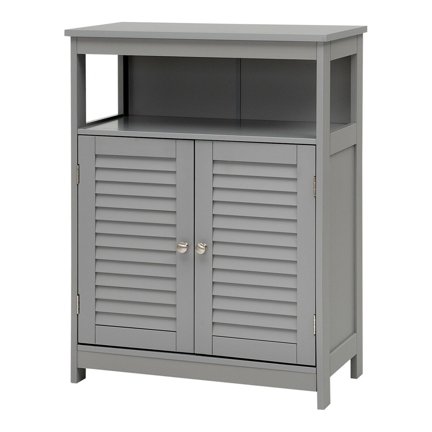 Wood Bathroom Storage Cabinet with Shutter Doors for Towels and Toiletries