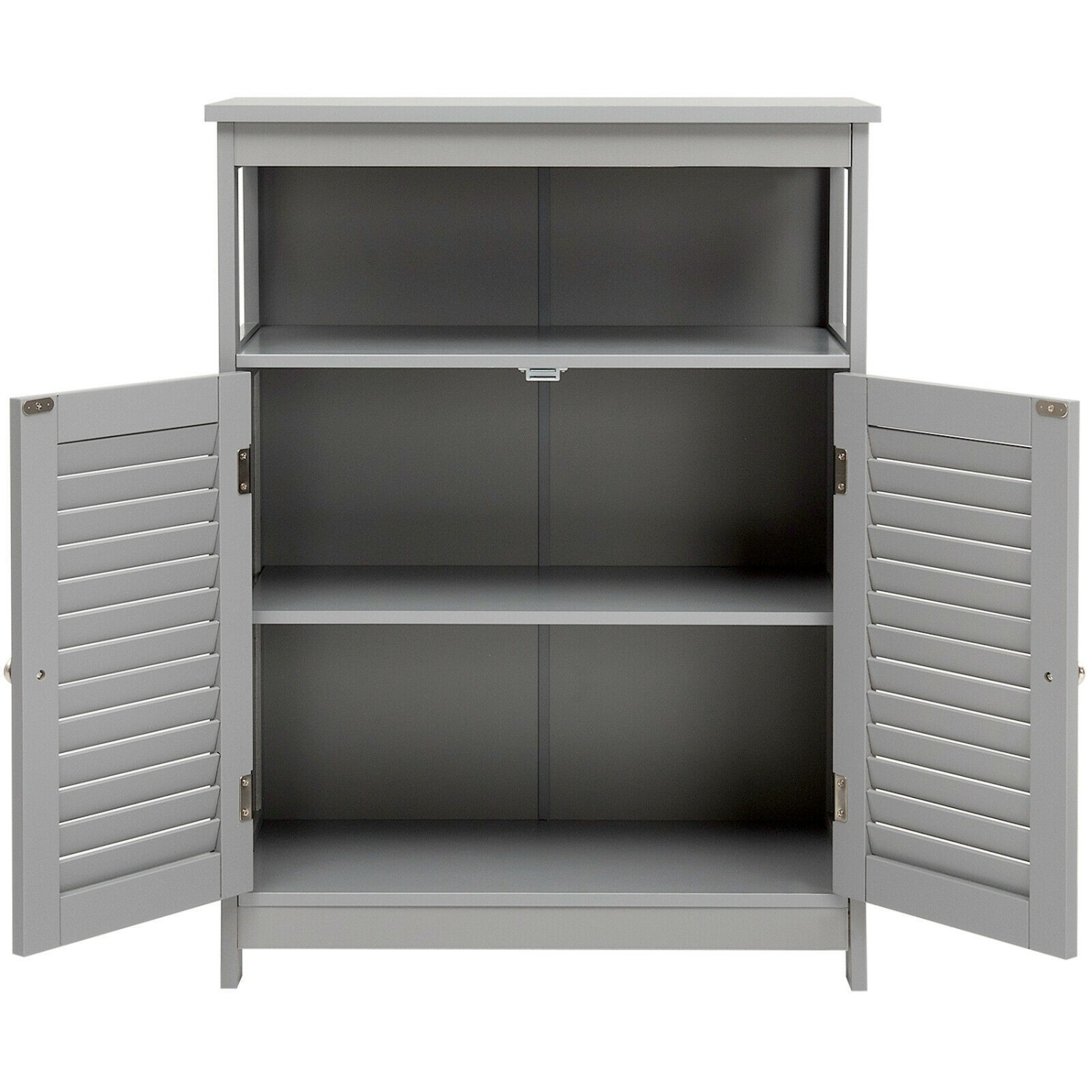 Wood Bathroom Storage Cabinet with Shutter Doors for Towels and Toiletries