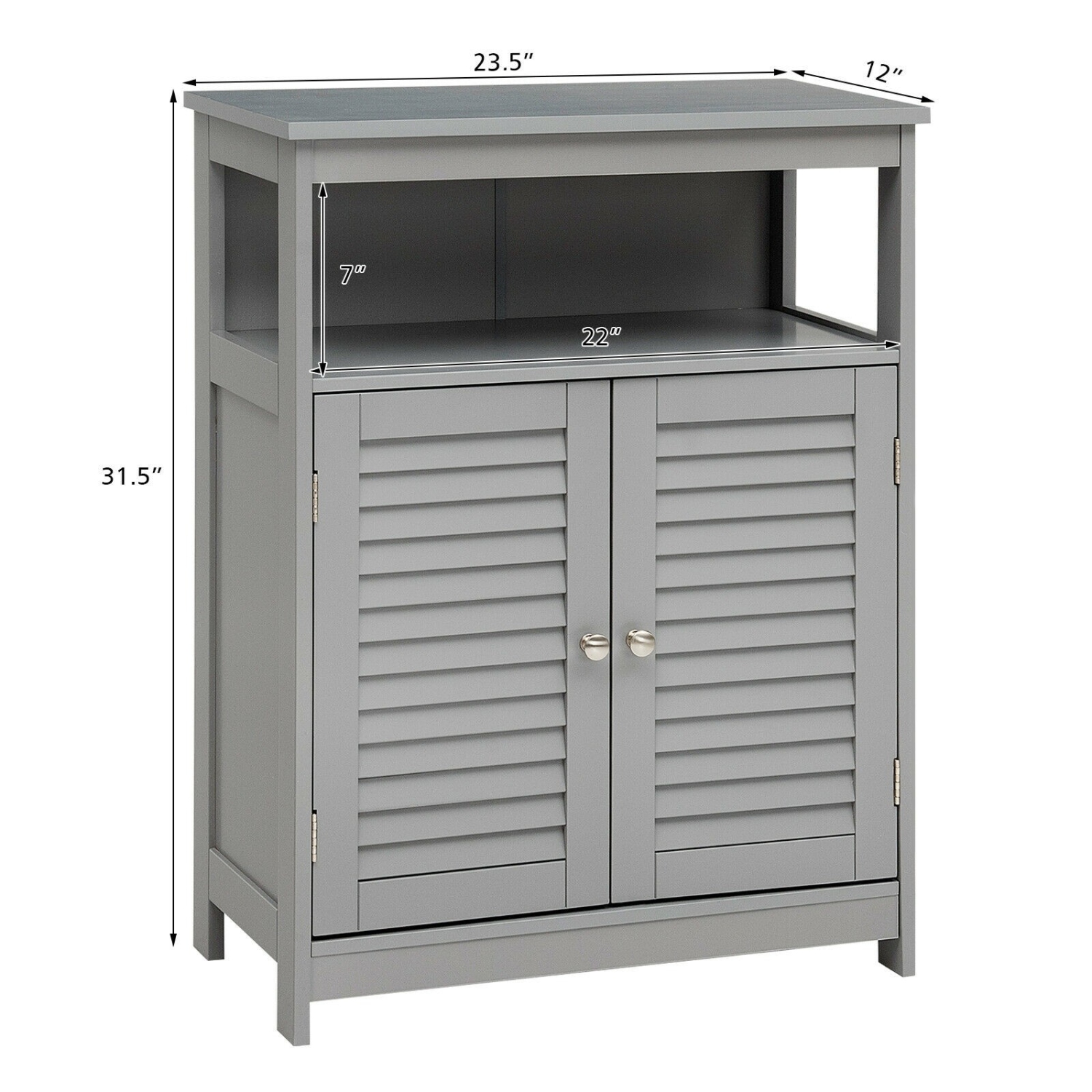 Wood Bathroom Storage Cabinet with Shutter Doors for Towels and Toiletries