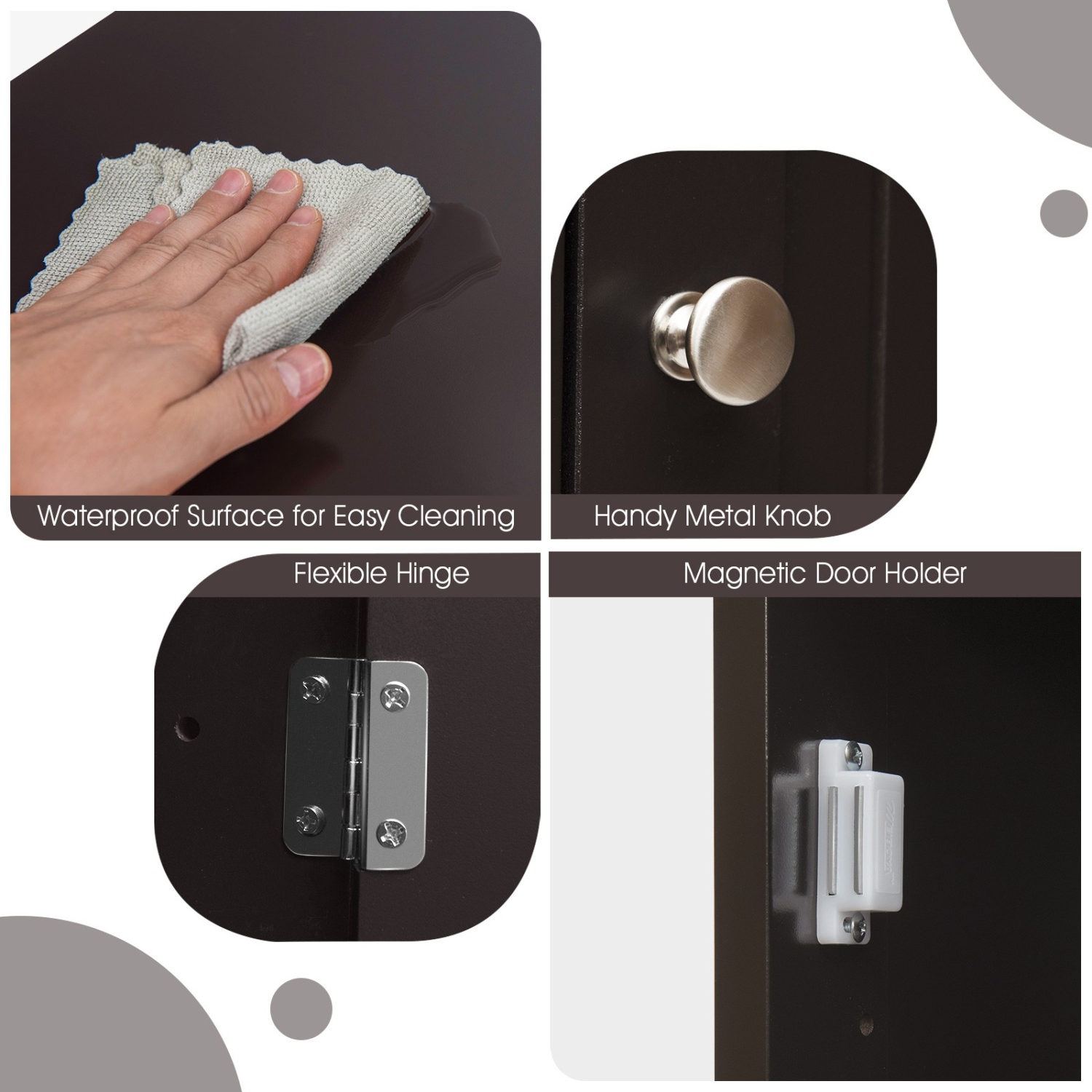 Armoire de plancher compacte en bois avec tiroir et tablette de présentation