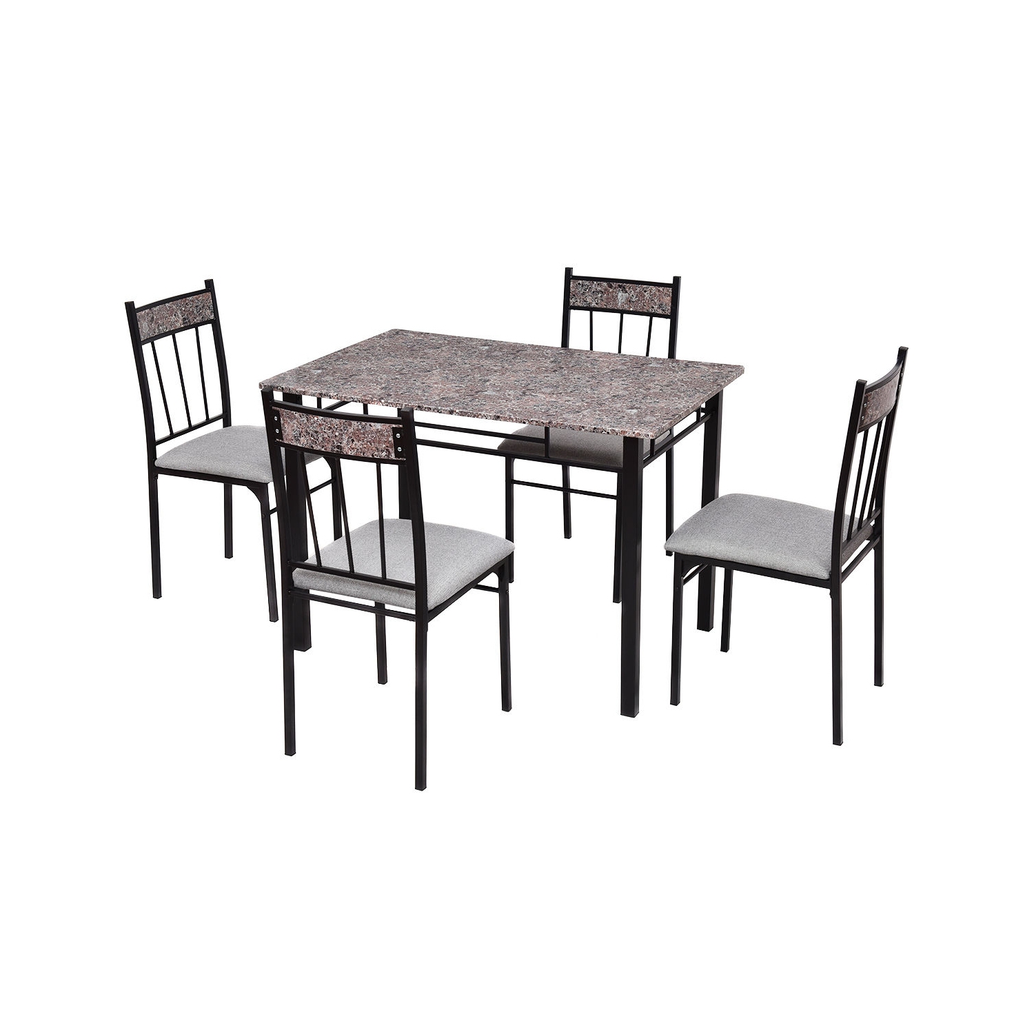 5 Piece Faux Marble Dining Set Table