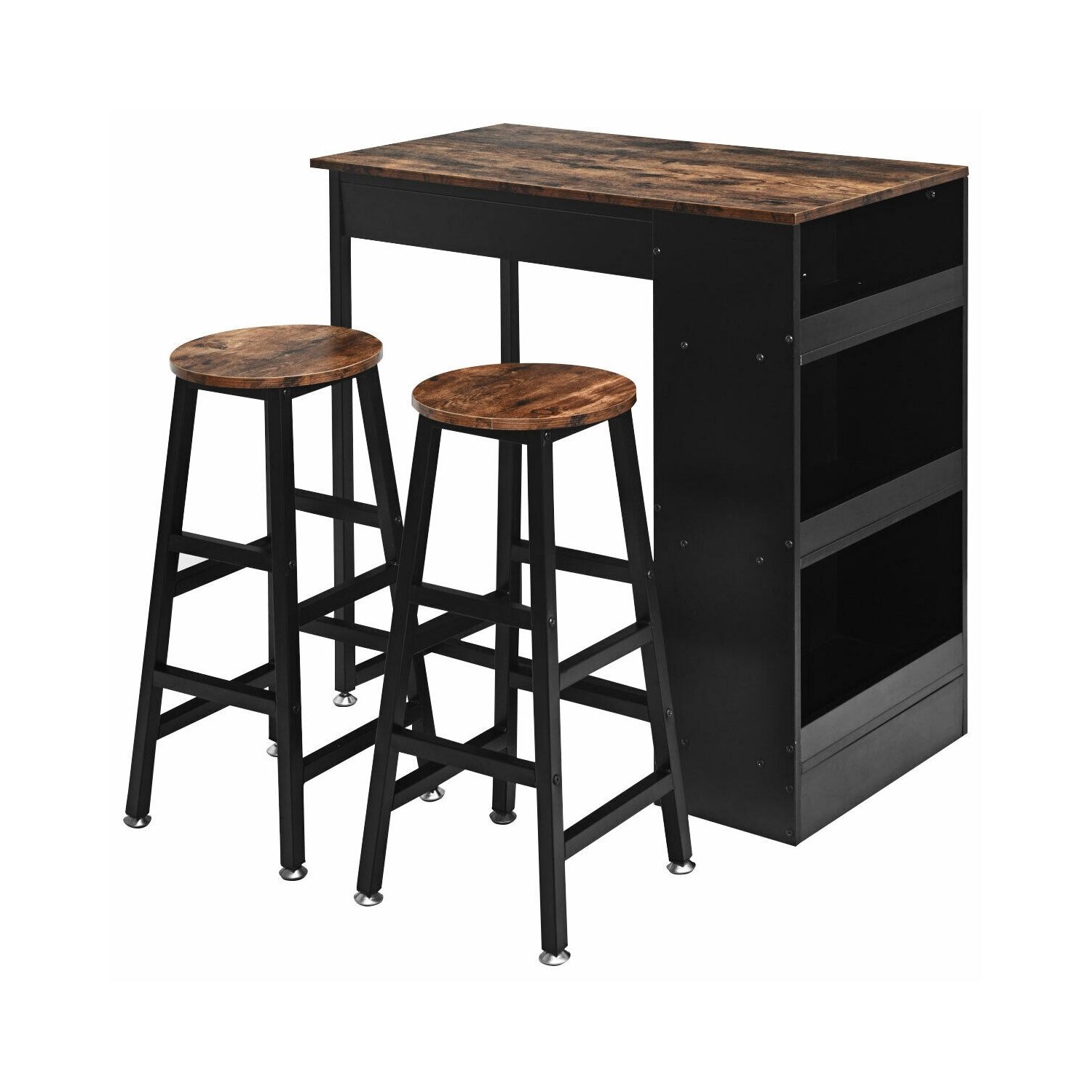 3 Pieces Bar Table Set with Storage