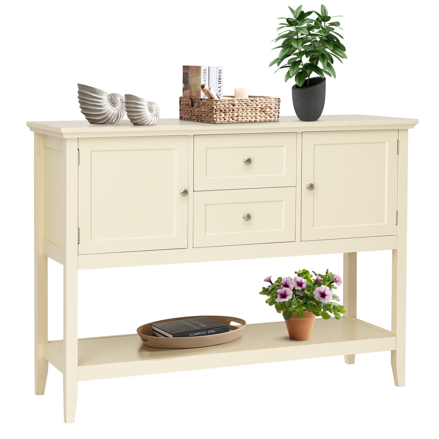 beige buffet table