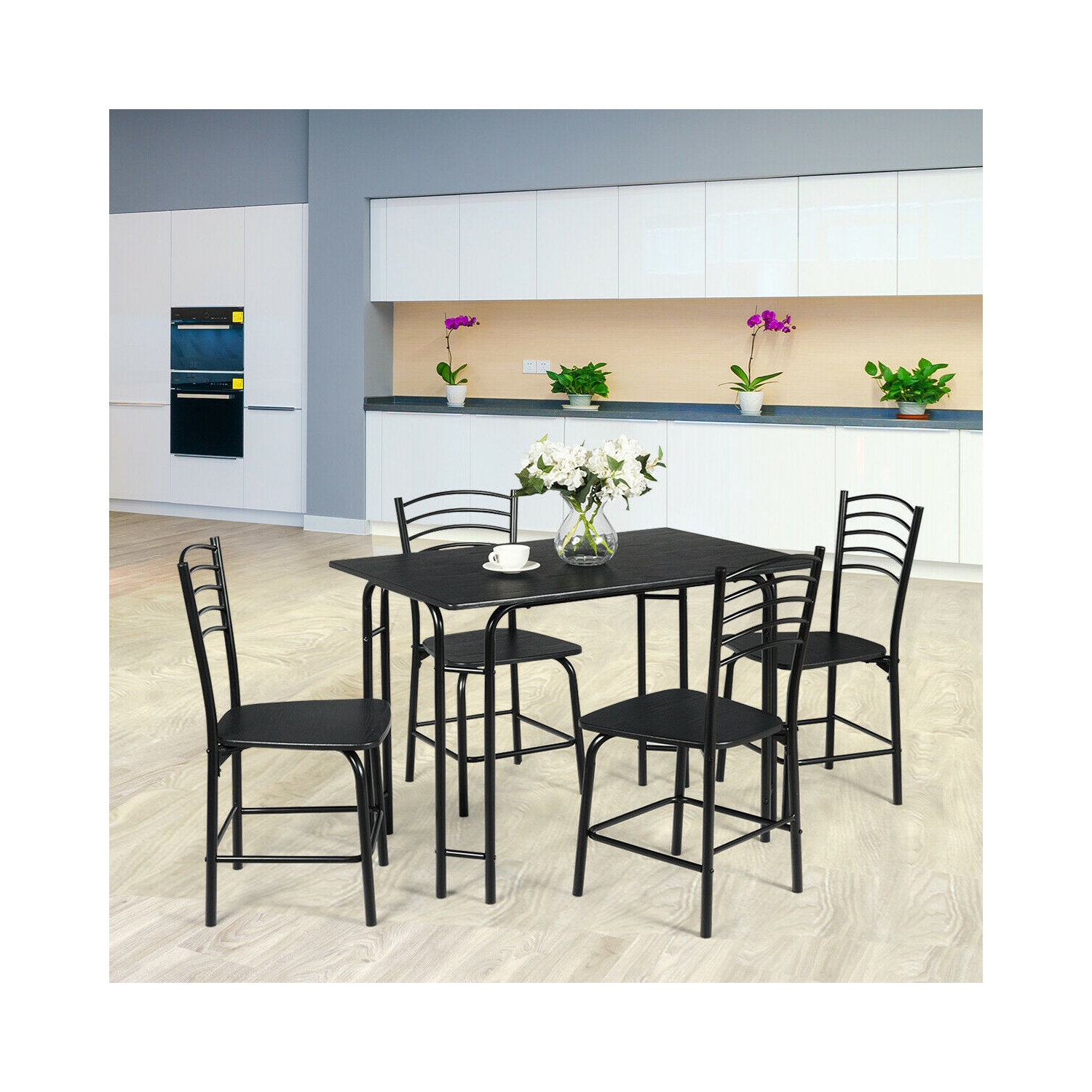 5 Pieces Wood Rectangular Dining Table Set