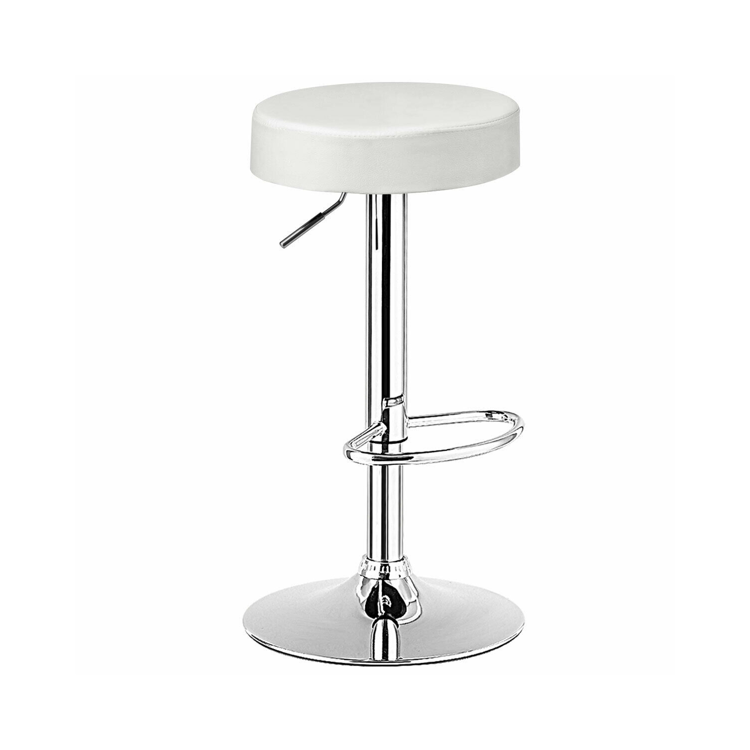 1 PC Round Bar Stool Adjustable Swivel Pub Chair-White