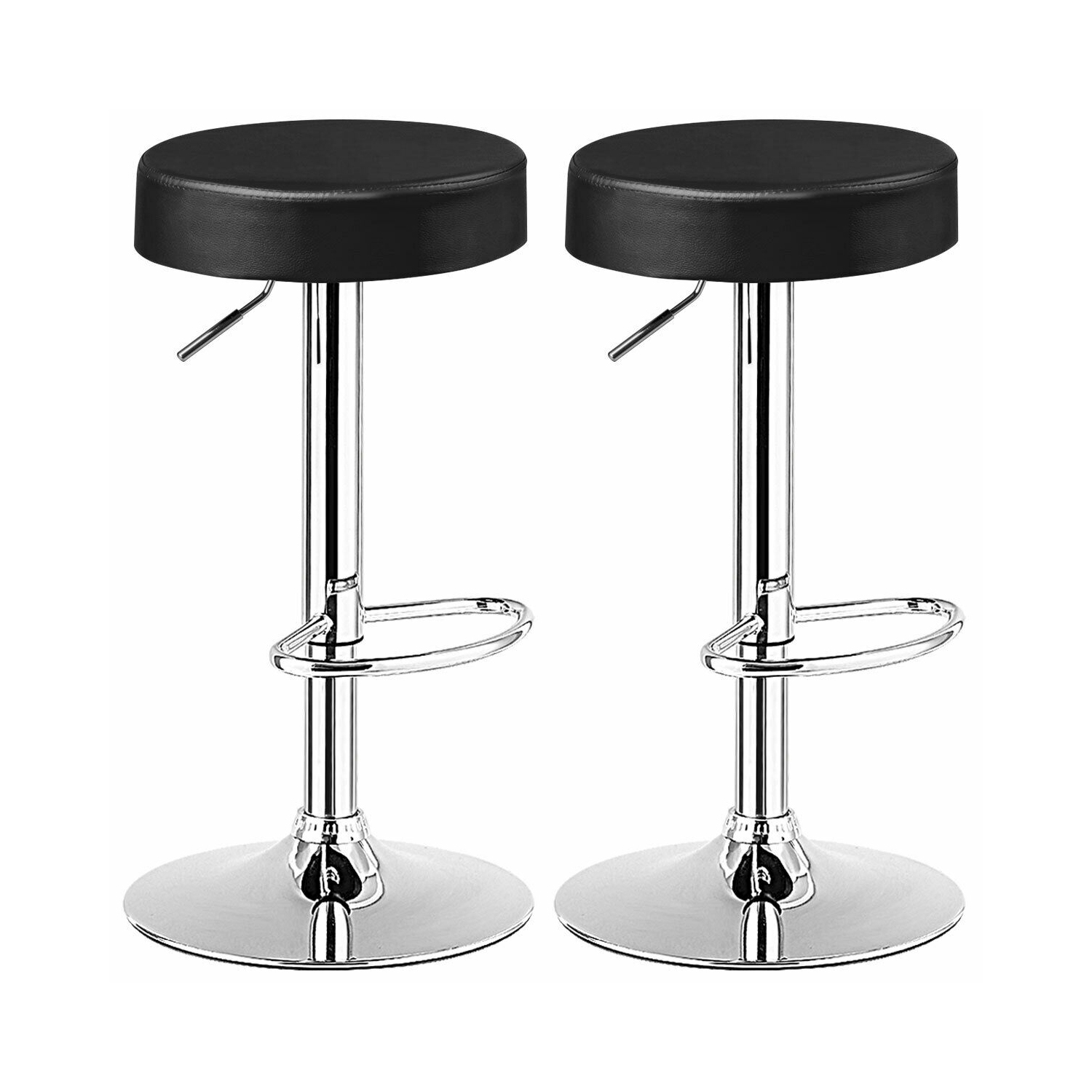 Set of 2 Adjustable Swivel Round Bar Stool Pub Chair
