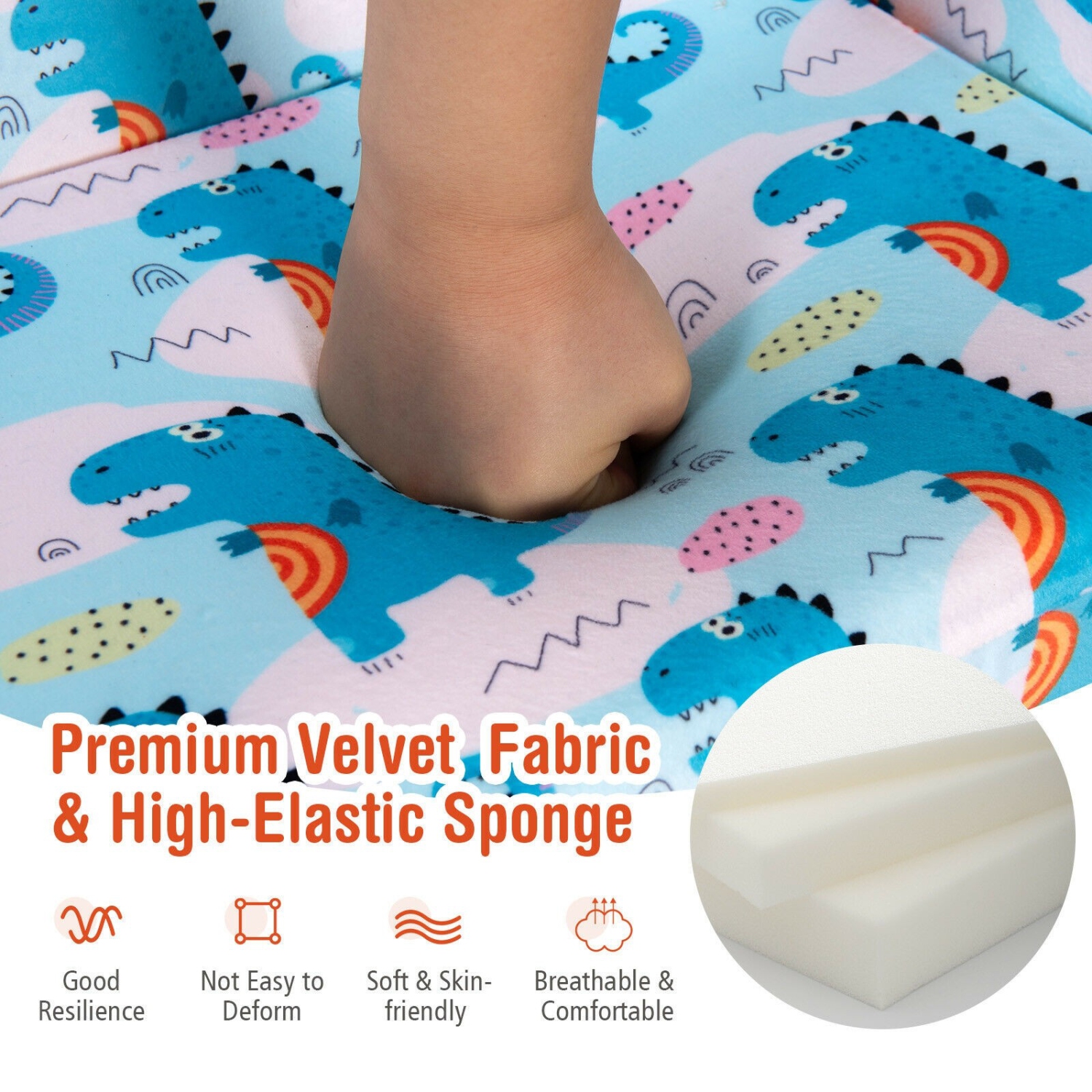 2-in-1 Kids Sofa with Velvet Fabric for Playroom or Bedroom