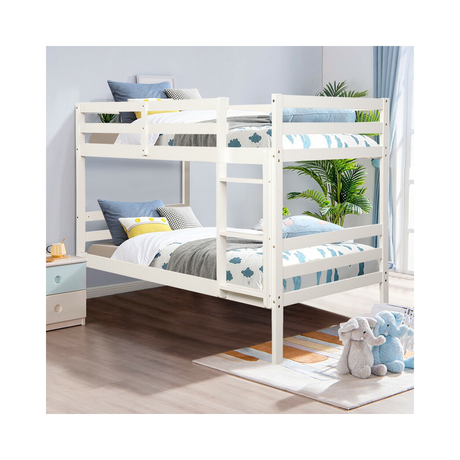 Lit superposé pour enfants en bois massif, construction en bois robuste