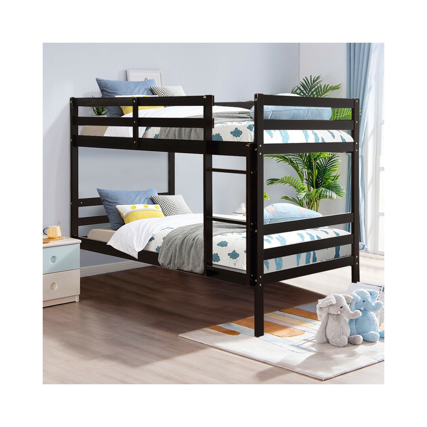 Lit superposé pour enfants en bois massif, construction en bois robuste