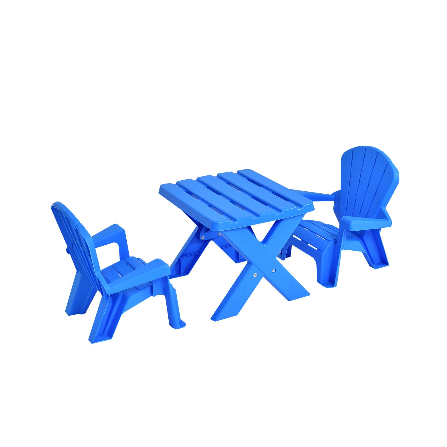 Ensemble de 3 chaises de table en plastique pour enfants - Bleu