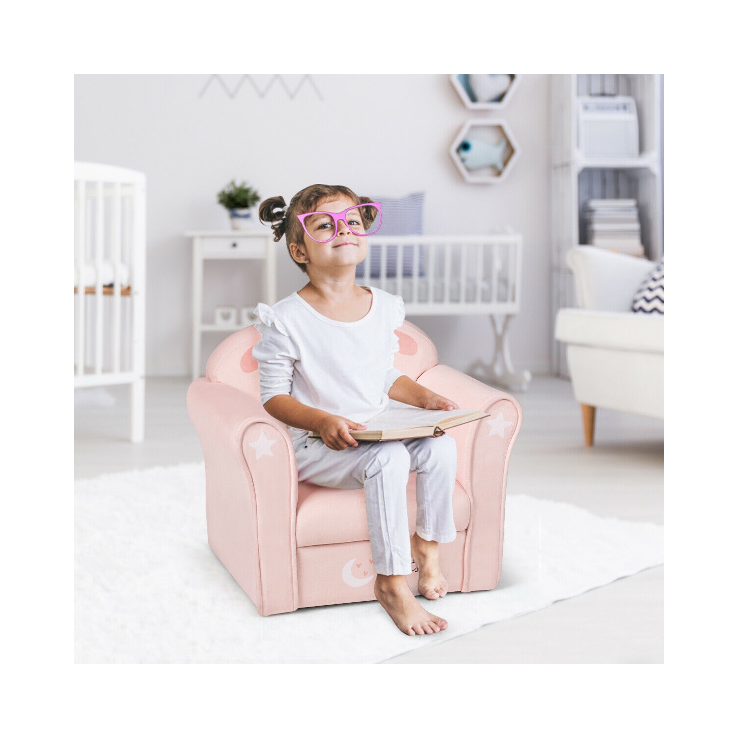 Kids Lamb Sofa Children Armrest Couch