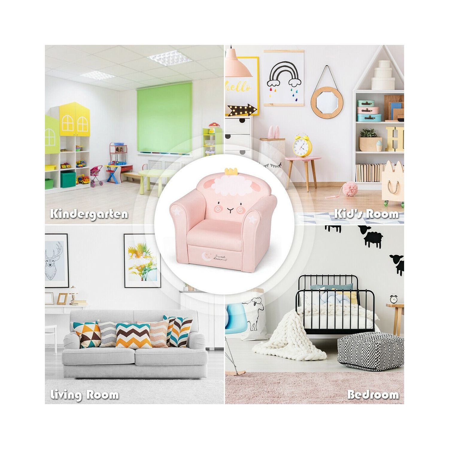 Kids Lamb Sofa Children Armrest Couch