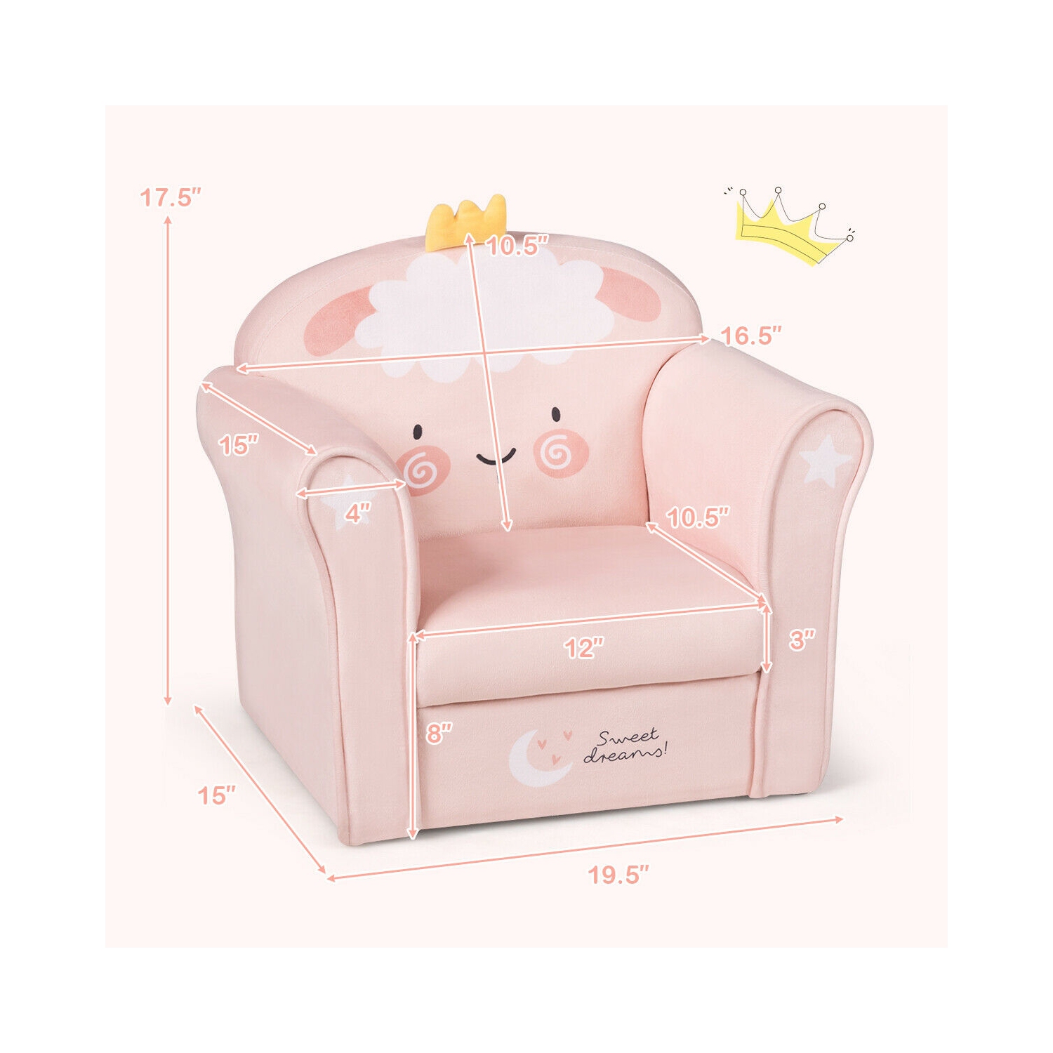 Kids Lamb Sofa Children Armrest Couch