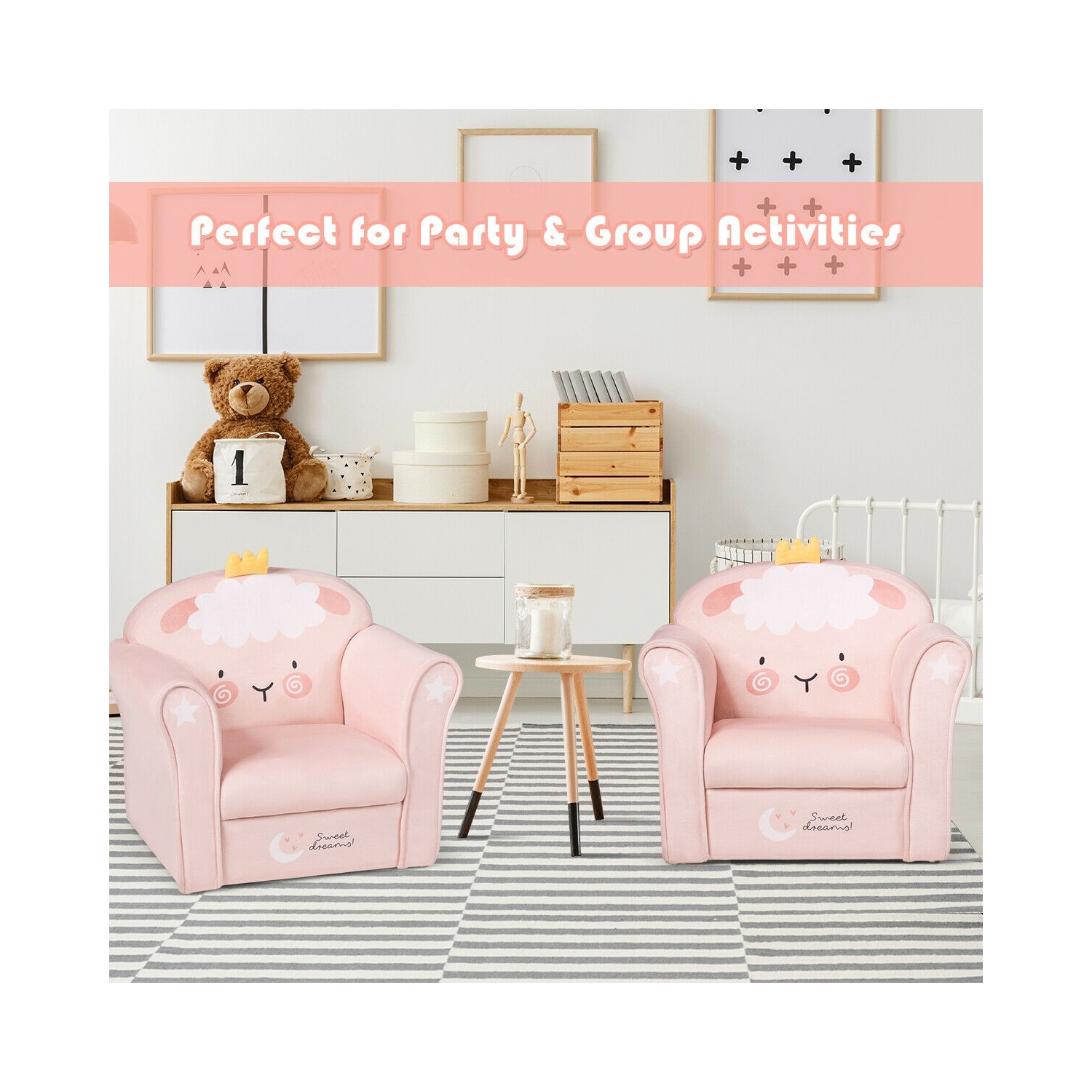 Kids Lamb Sofa Children Armrest Couch