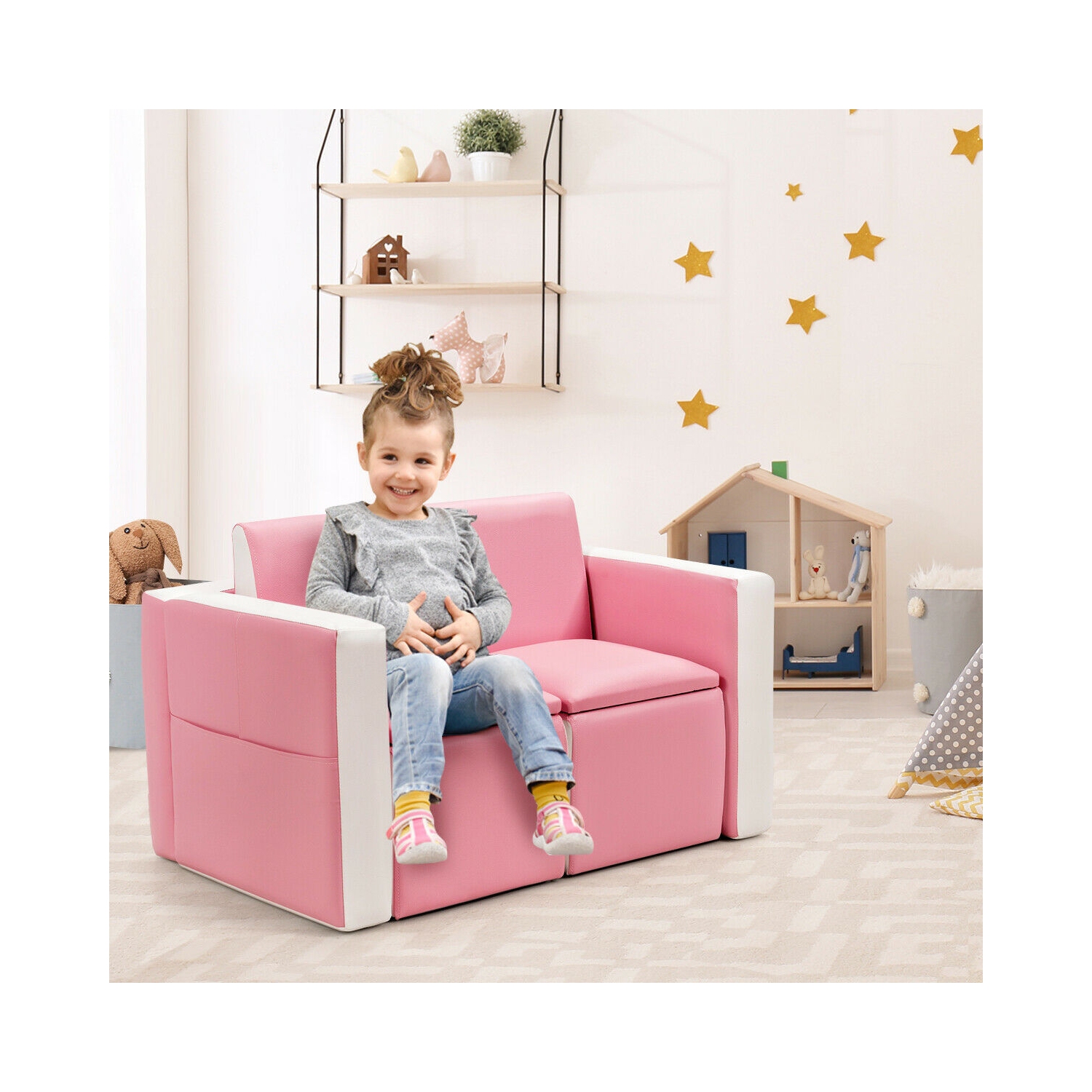 Ensemble canapé-lit convertible pour enfants – Ensemble canapé, table et chaise de jeu pour chambre d'enfant