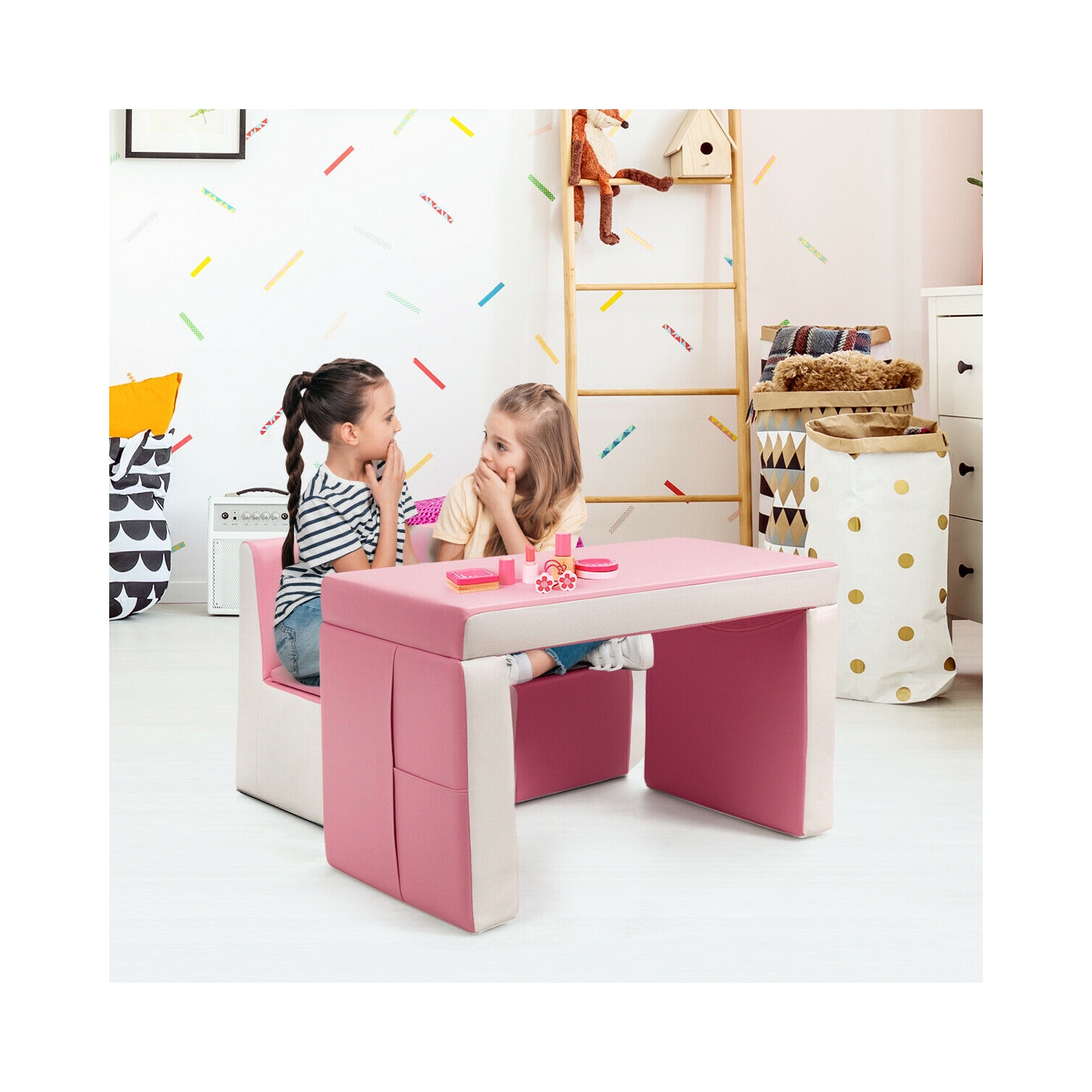Ensemble canapé-lit convertible pour enfants – Ensemble canapé, table et chaise de jeu pour chambre d'enfant
