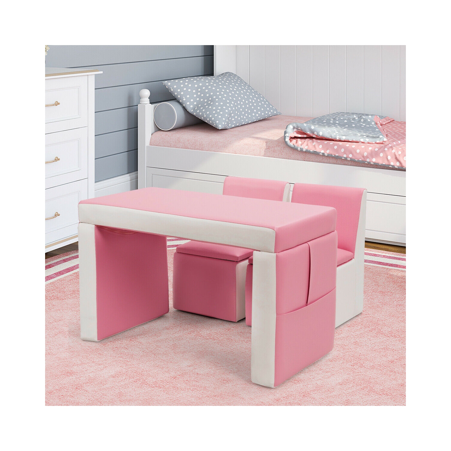 Ensemble canapé-lit convertible pour enfants – Ensemble canapé, table et chaise de jeu pour chambre d'enfant