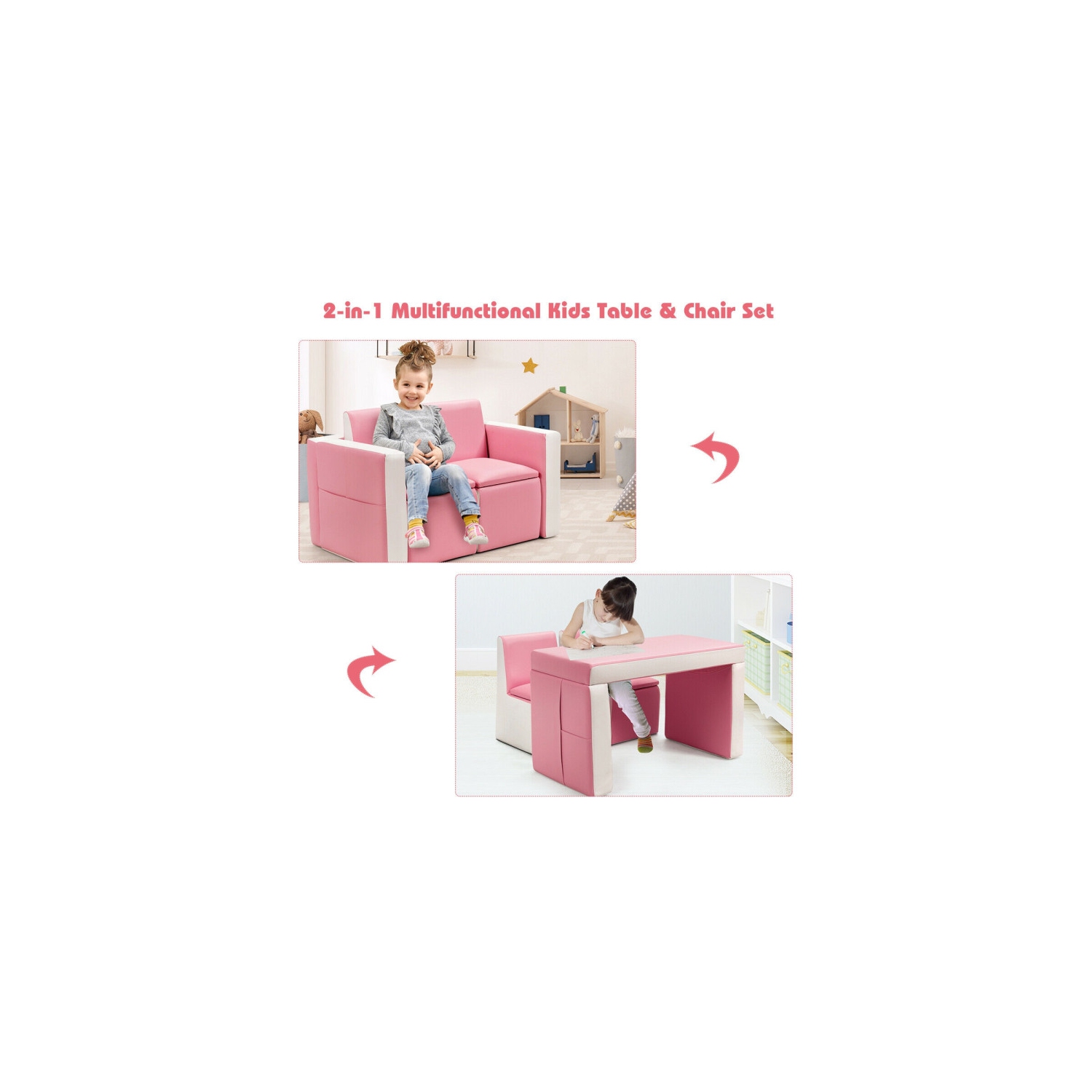 Ensemble canapé-lit convertible pour enfants – Ensemble canapé, table et chaise de jeu pour chambre d'enfant