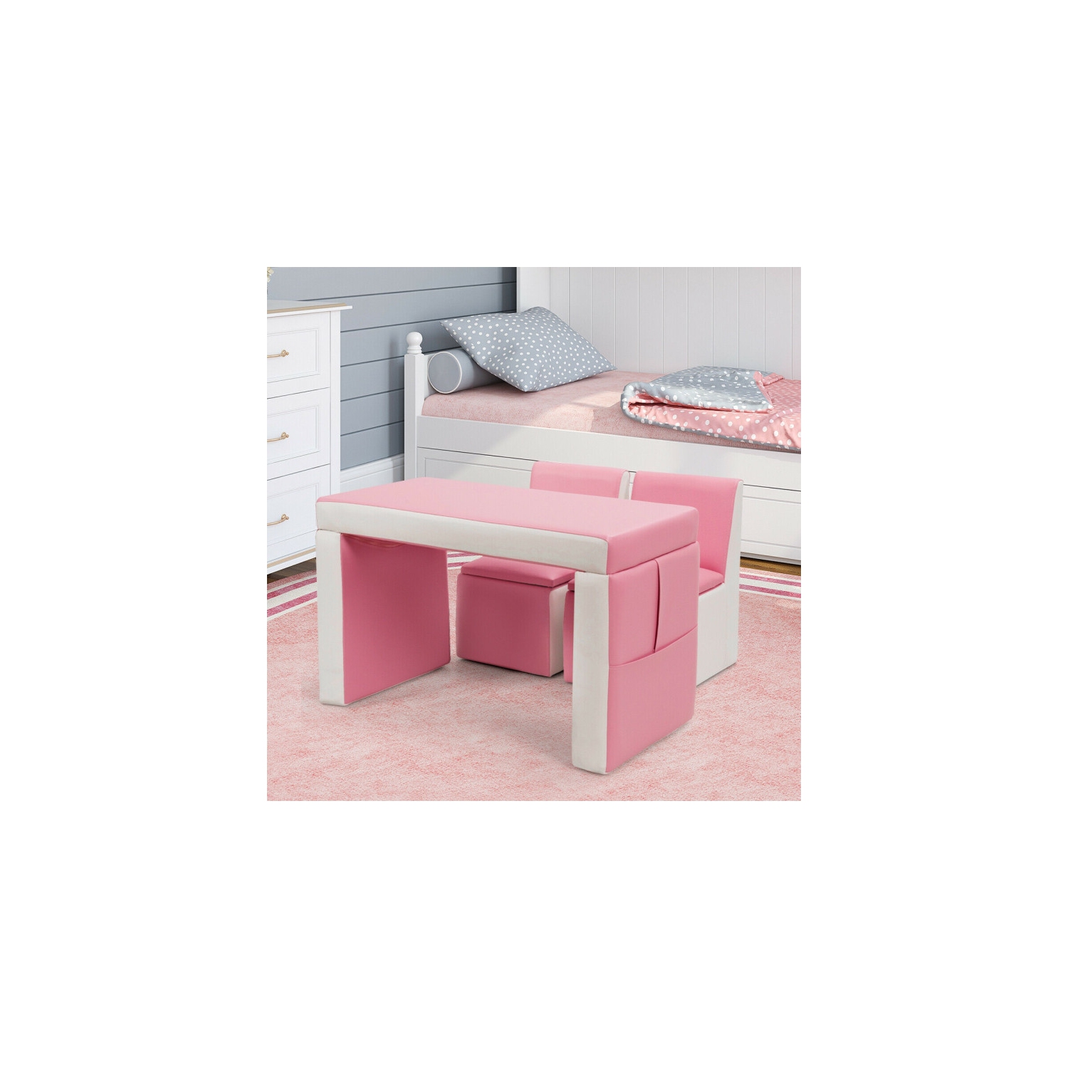 Ensemble canapé-lit convertible pour enfants – Ensemble canapé, table et chaise de jeu pour chambre d'enfant