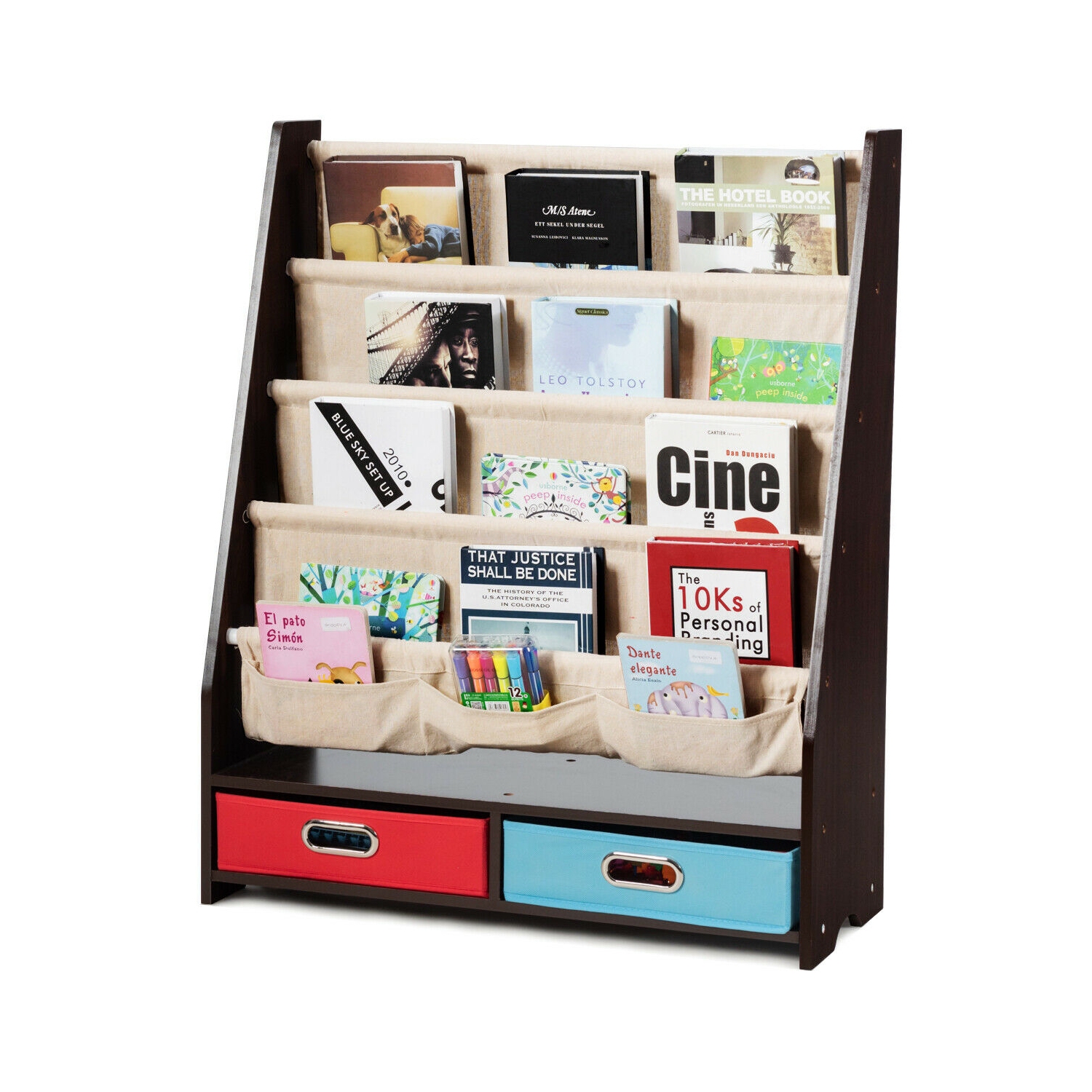 Kids Book and Toys Organizer Shelves-Coffee