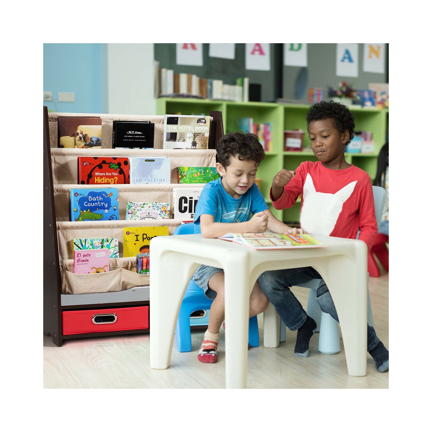 Kids Book and Toys Organizer Shelves-Coffee