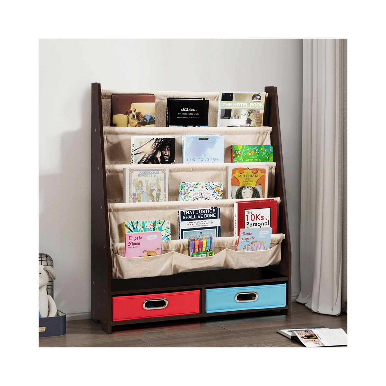 Kids Book and Toys Organizer Shelves-Coffee