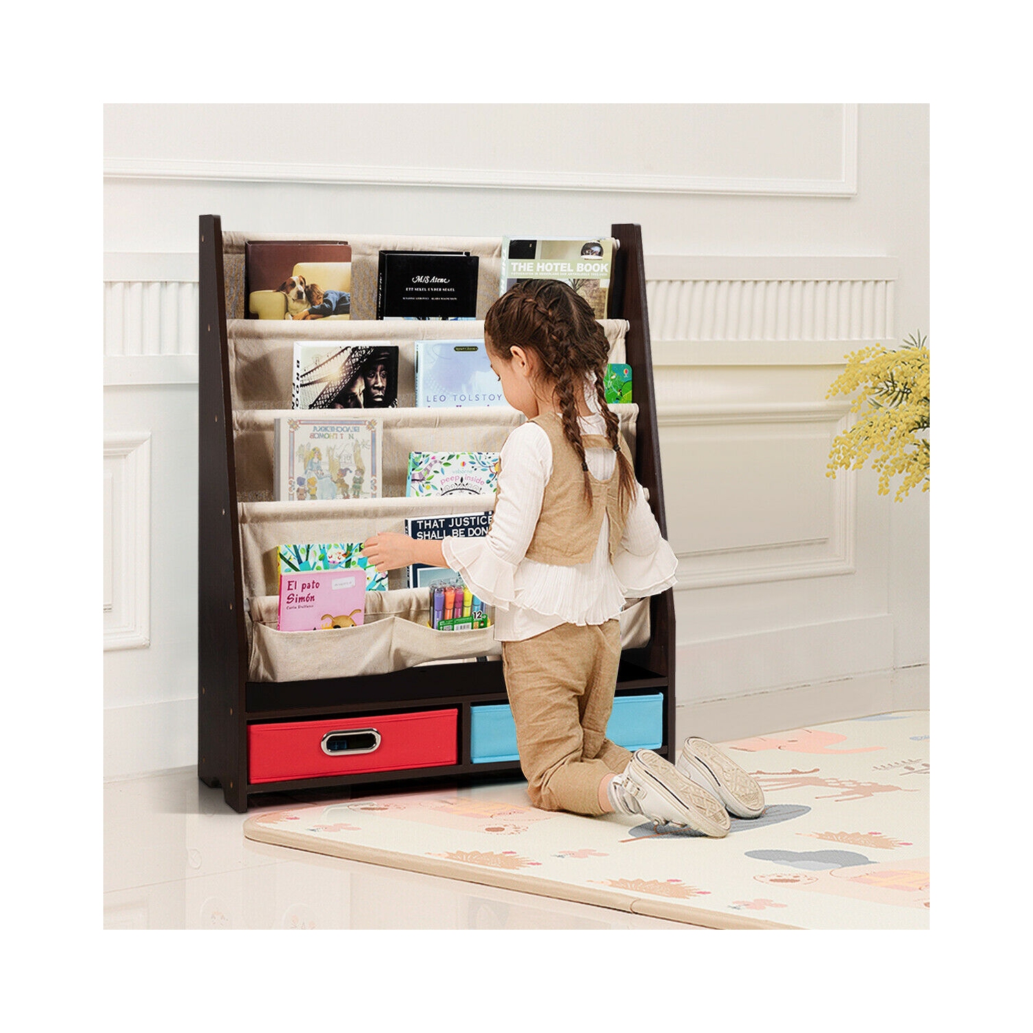 Kids Book and Toys Organizer Shelves-Coffee