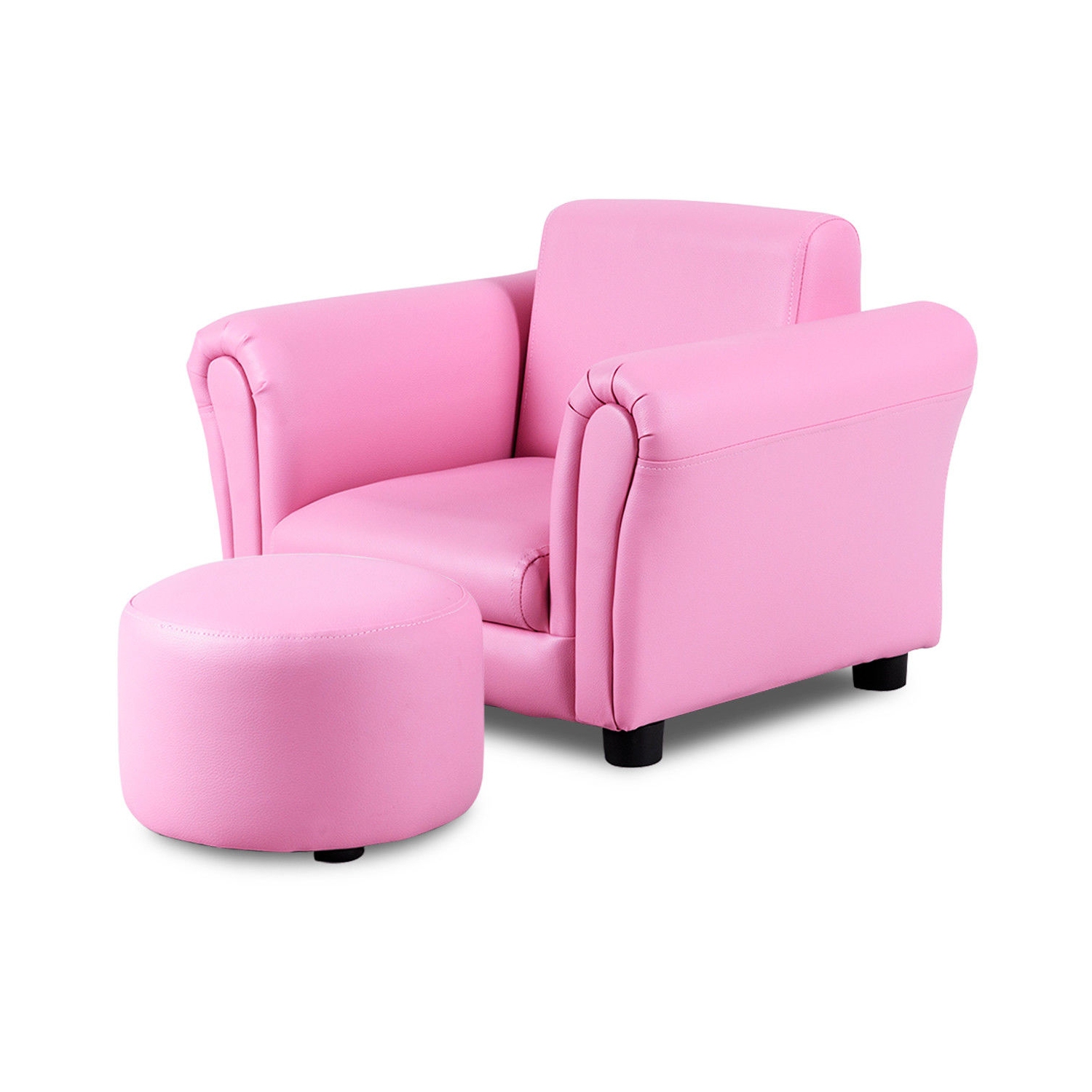 Kids Mini Couch with Ottoman – Single Armrest Toddler Sofa for Bedroom or Playroom