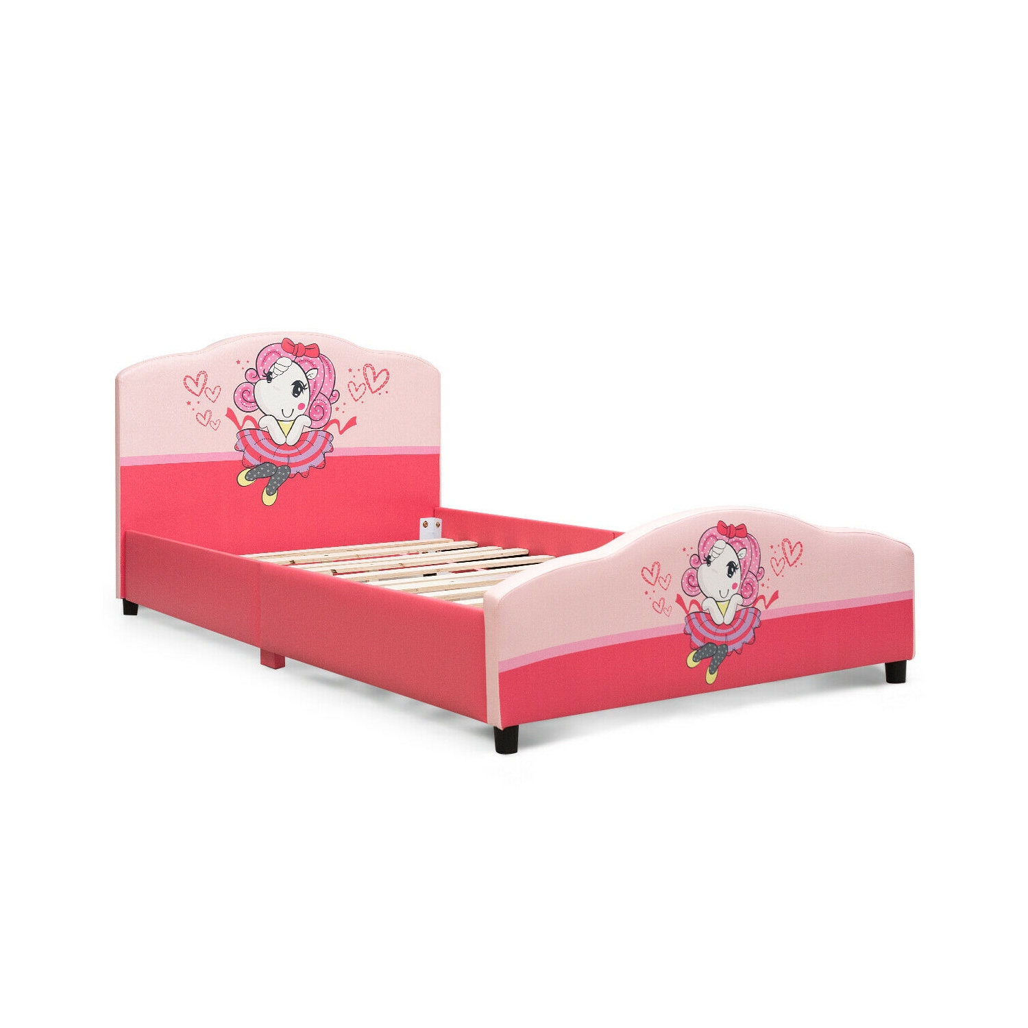 Lit plateforme rembourré pour tout-petits fille à motifs pour enfants