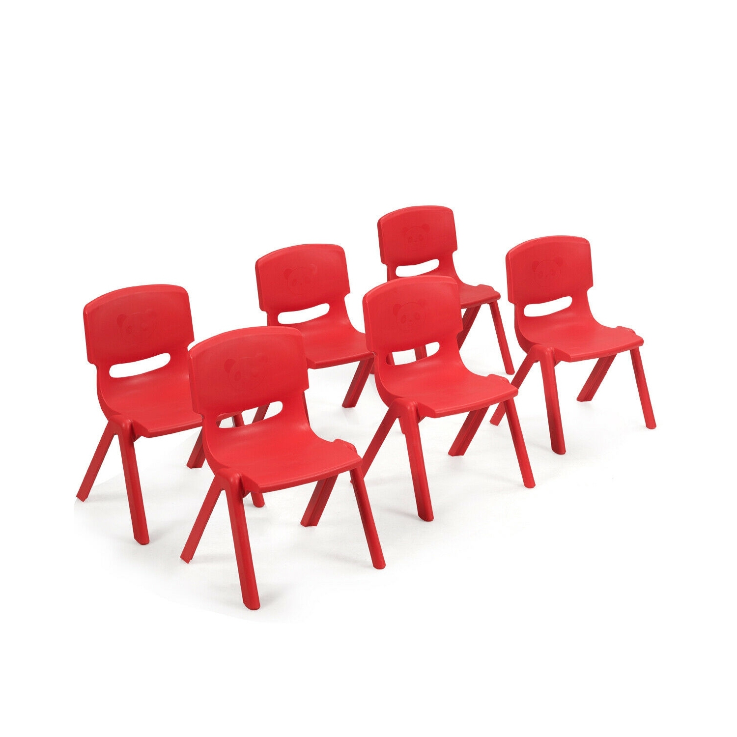 6-pack Kids Plastic Stackable Classroom Chairs-Red