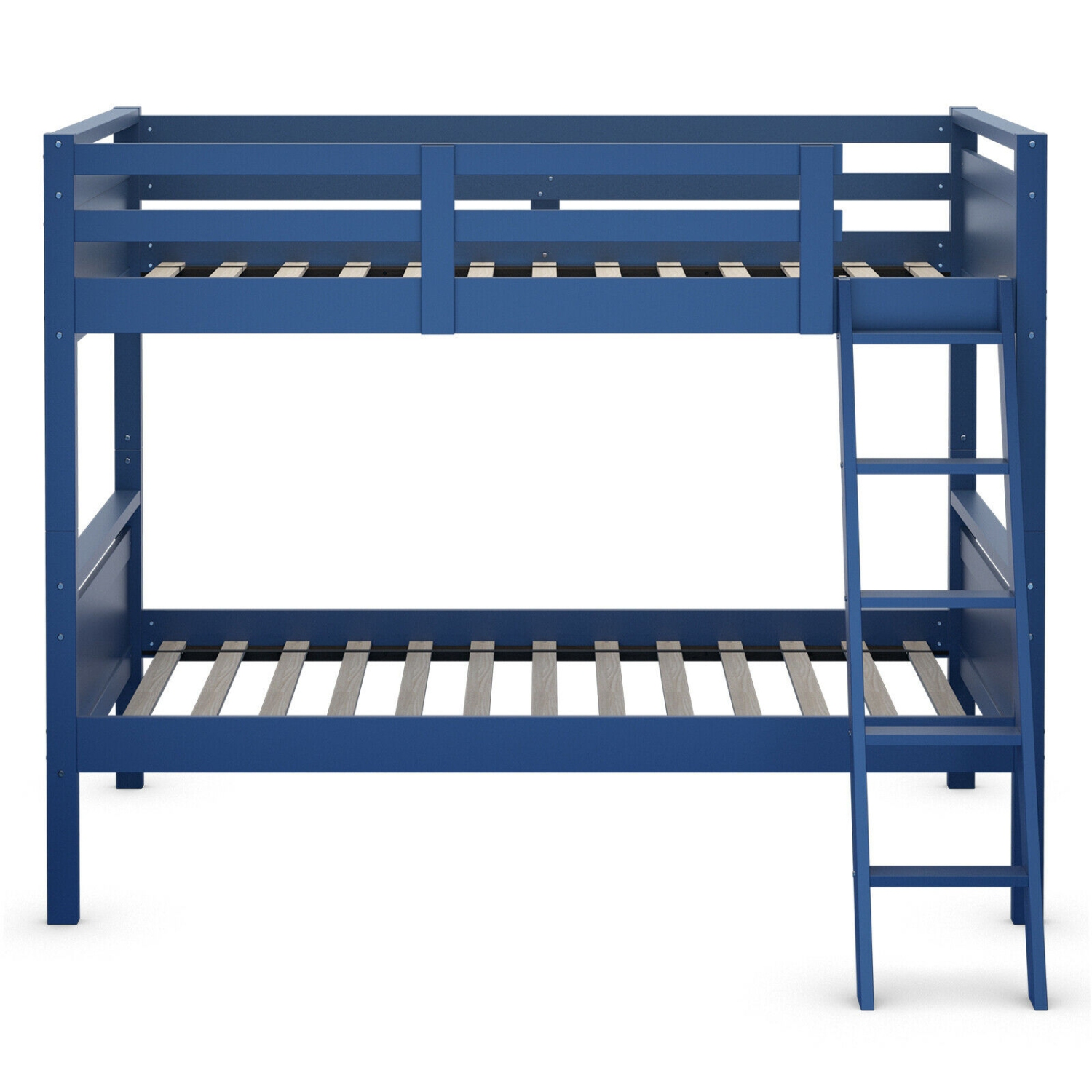 Lit superposé simple sur lit jumeau transformable 2 lits individuels en bois - Bleu marine