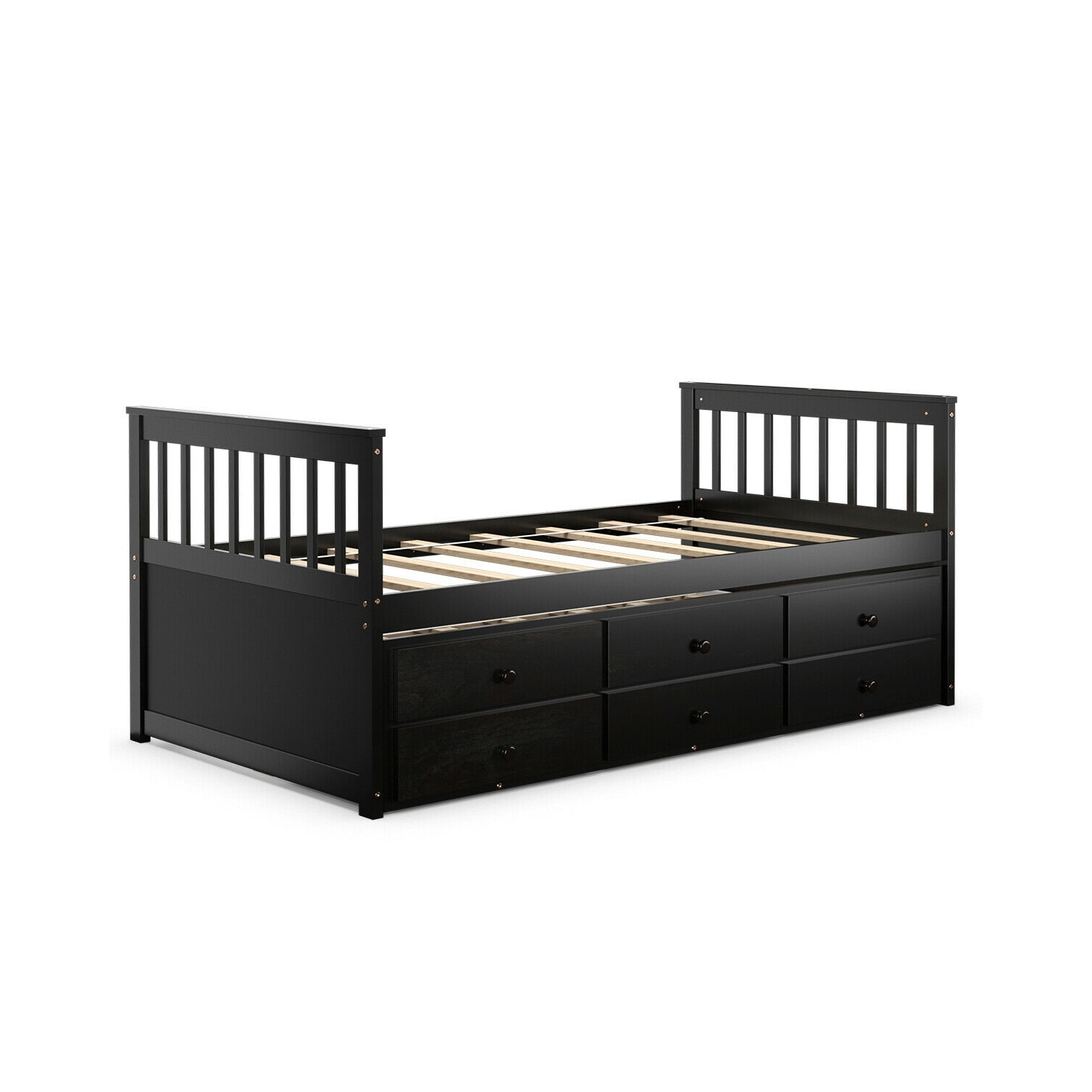 Lit simple avec lit gigogne à tiroirs avec 3 tiroirs de rangement - Expresso