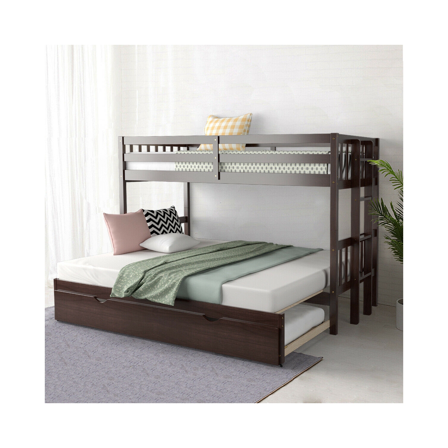 Lit superposé simple coulissant avec lit gigogne en bois - Expresso