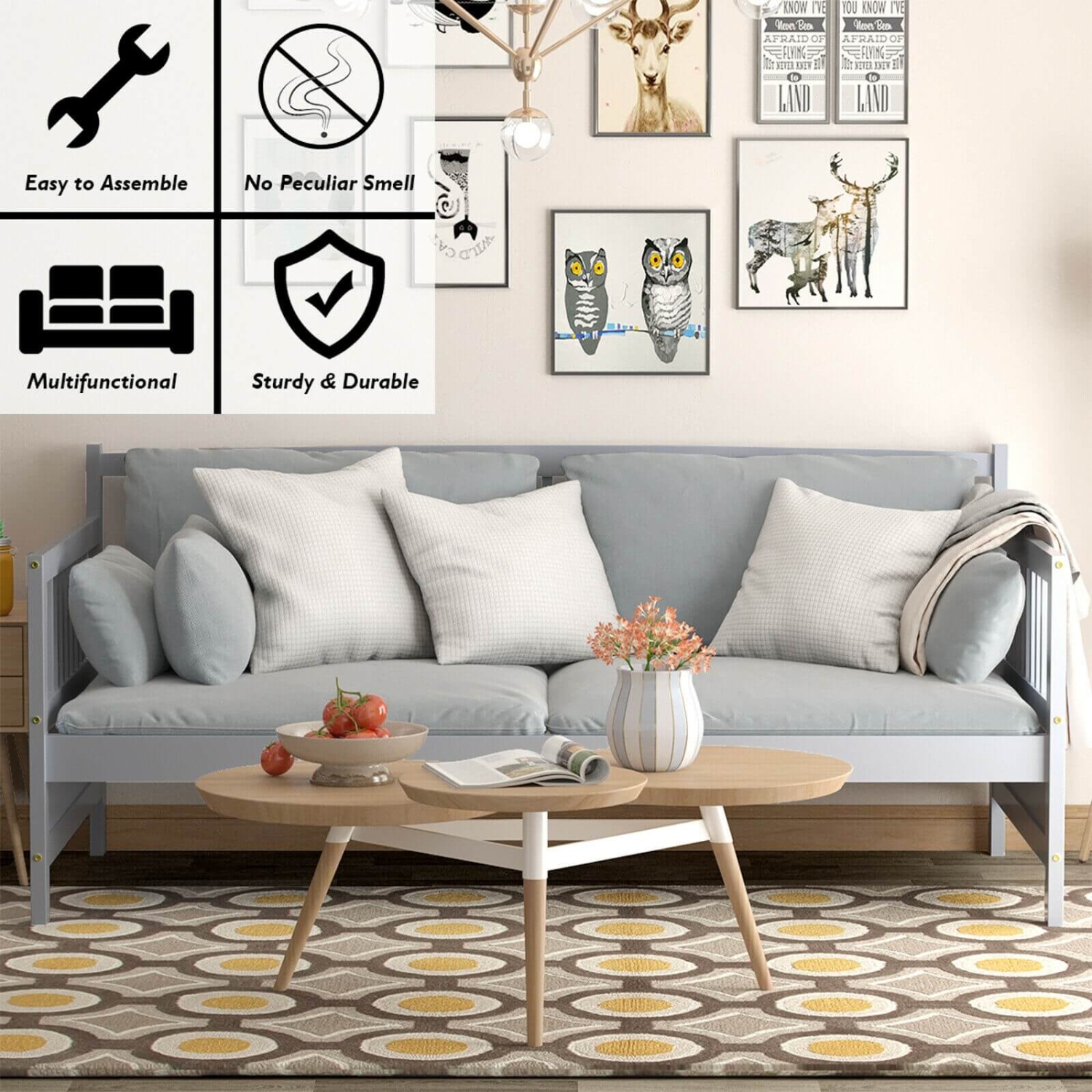 Cadre de lit simple moderne avec support à lattes en bois