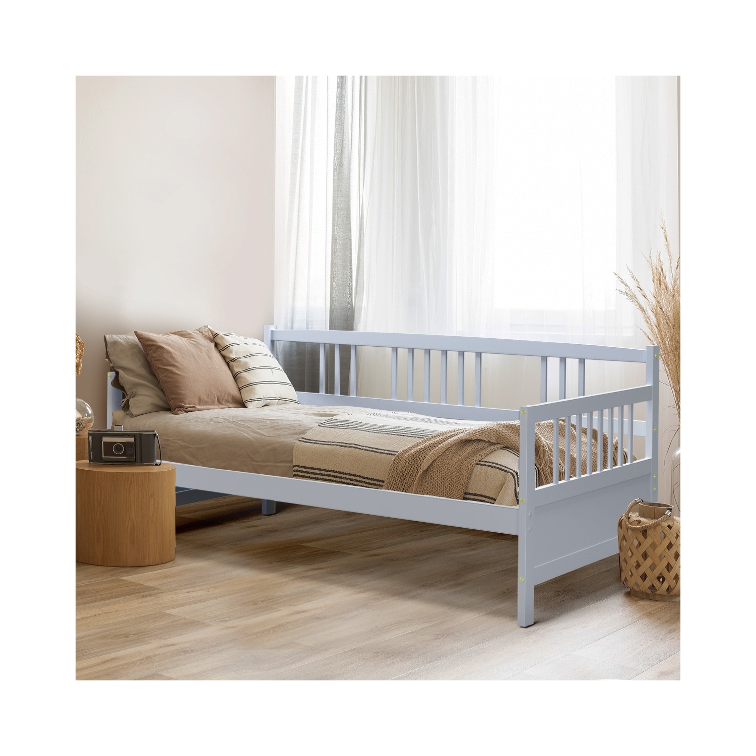 Cadre de lit simple moderne avec support à lattes en bois