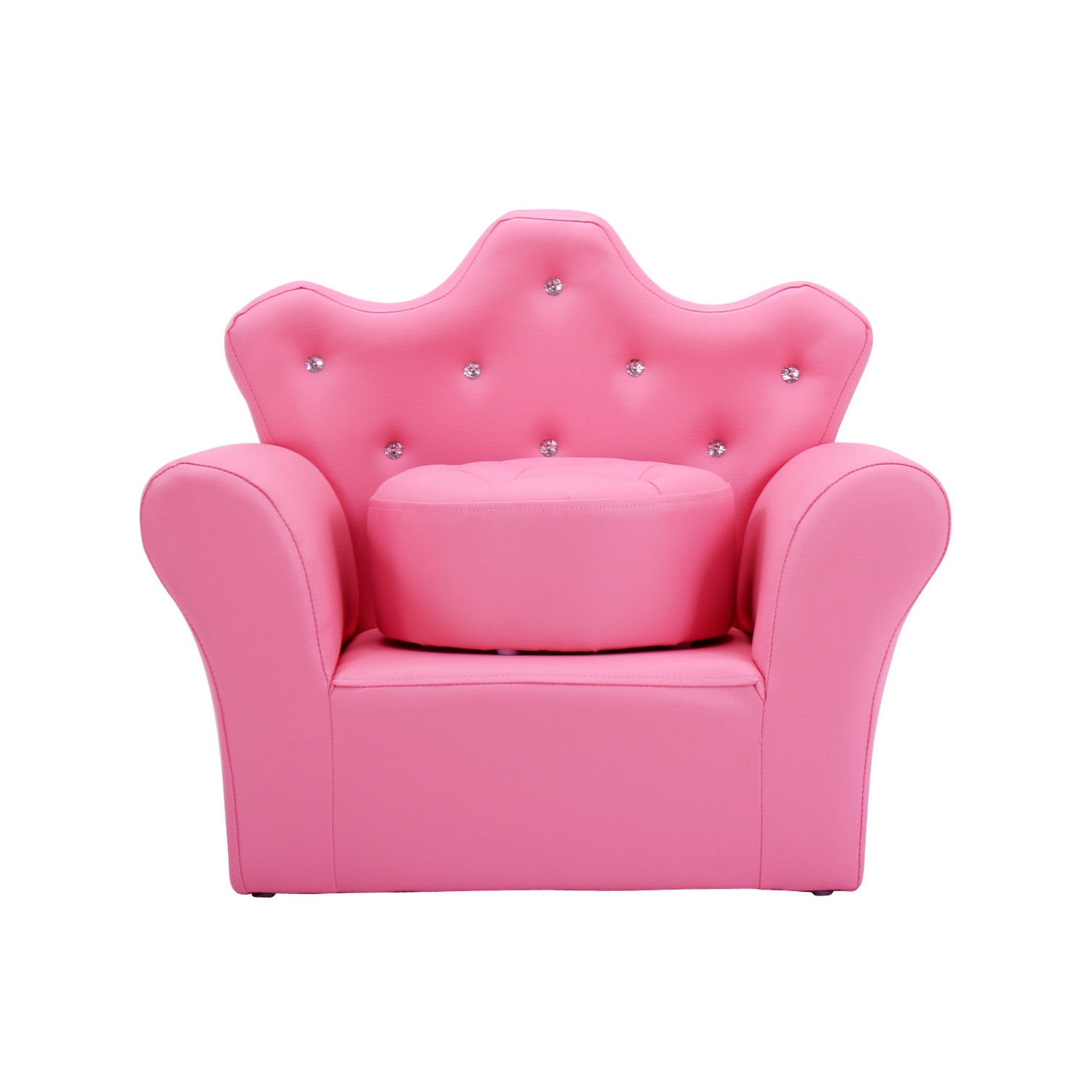 Canapé rembourré pour enfants avec pouf – Décoration diamant et style princesse pour tout-petits