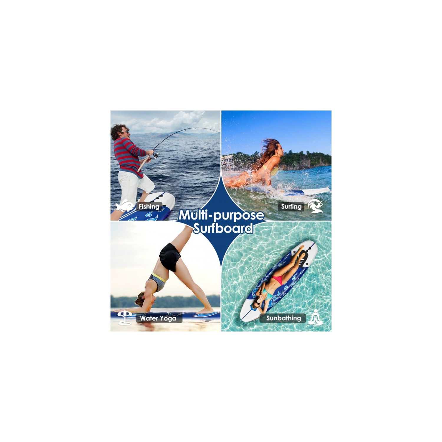 6 Feet Surfboard with 3 Detachable Fins