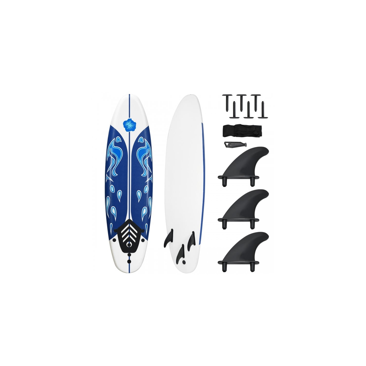 6 Feet Surfboard with 3 Detachable Fins