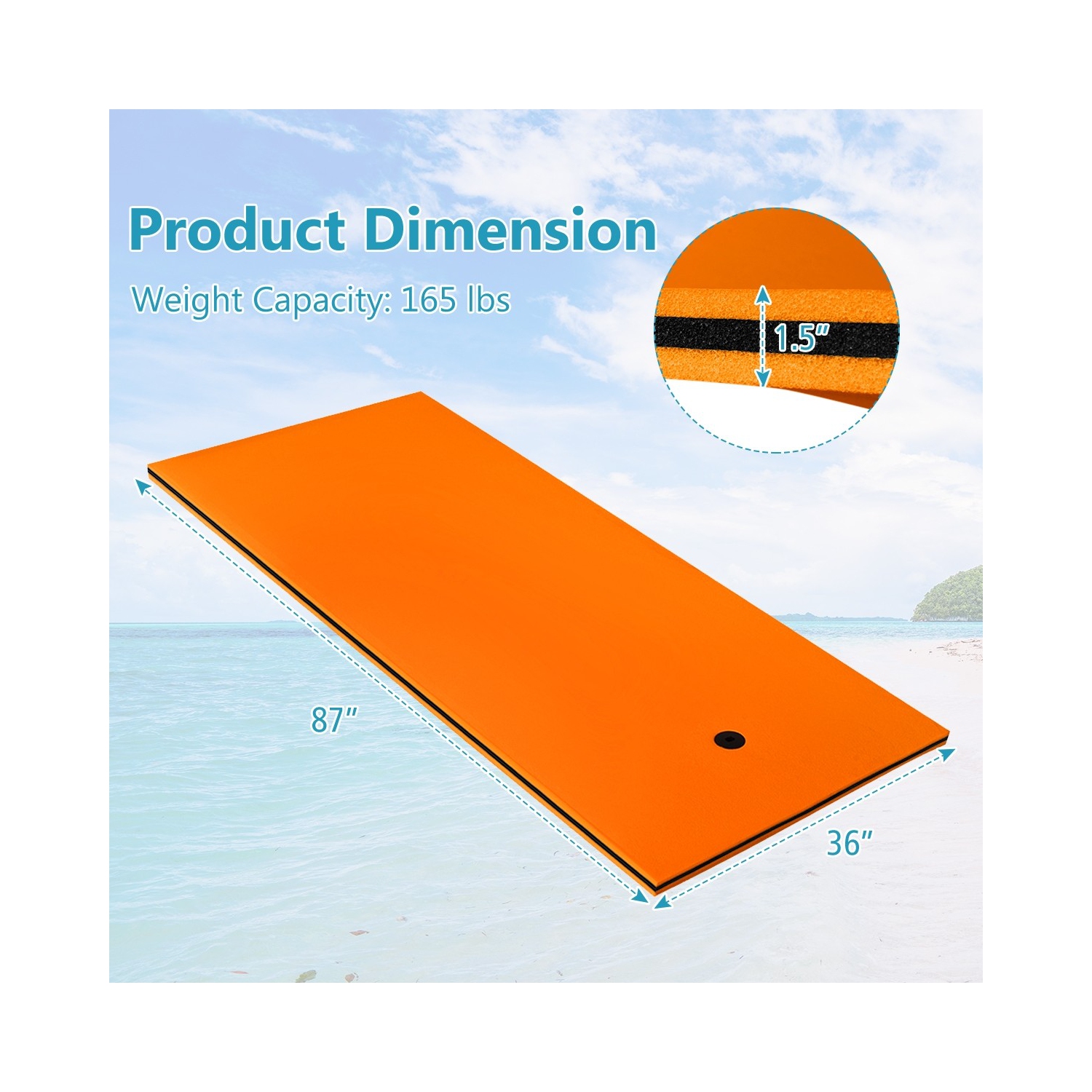 3-Layer Relaxing Tear-proof Water Mat-Orange