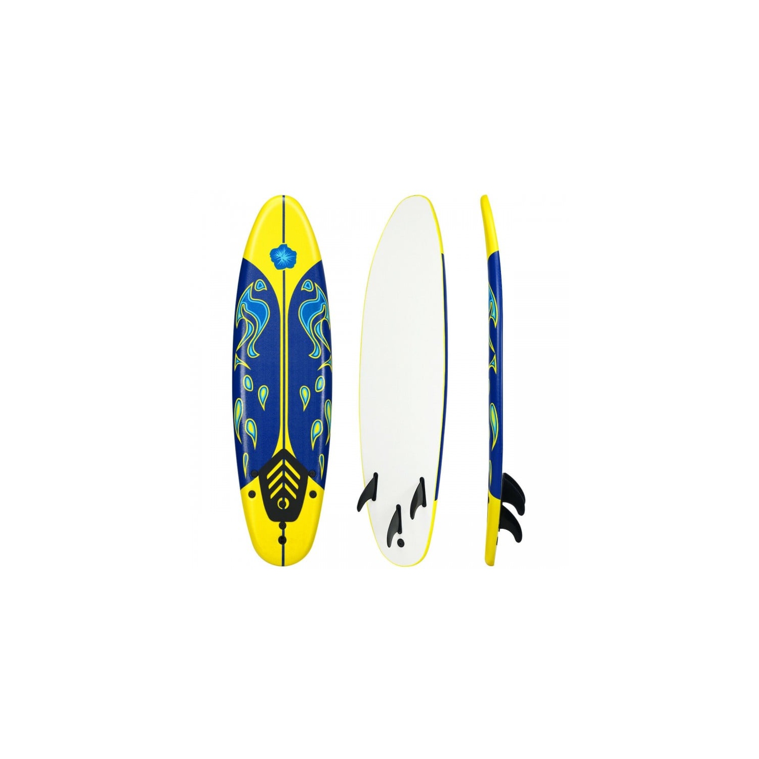 Planche de surf de 6 pi avec 3 ailettes amovibles