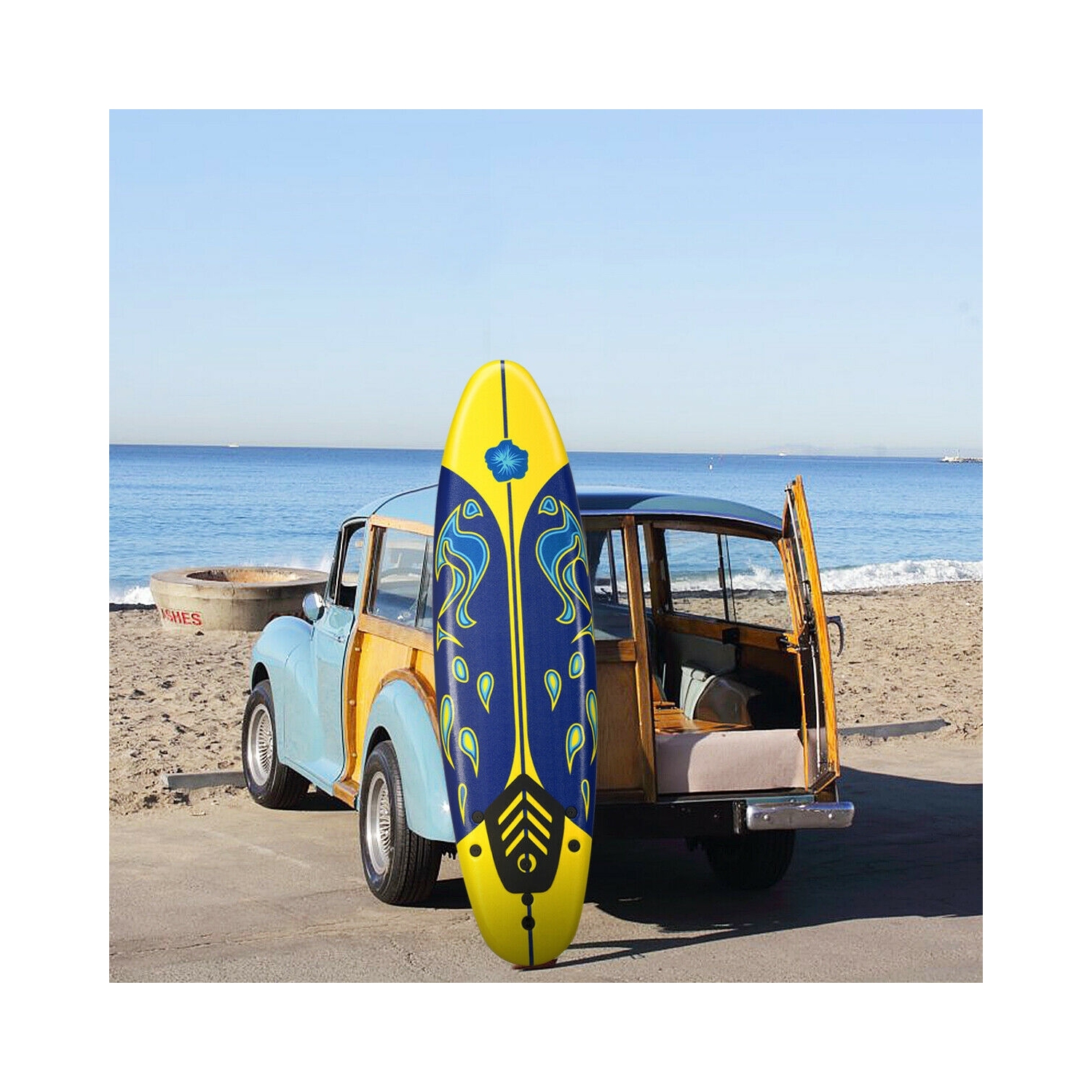 Planche de surf de 6 pi avec 3 ailettes amovibles