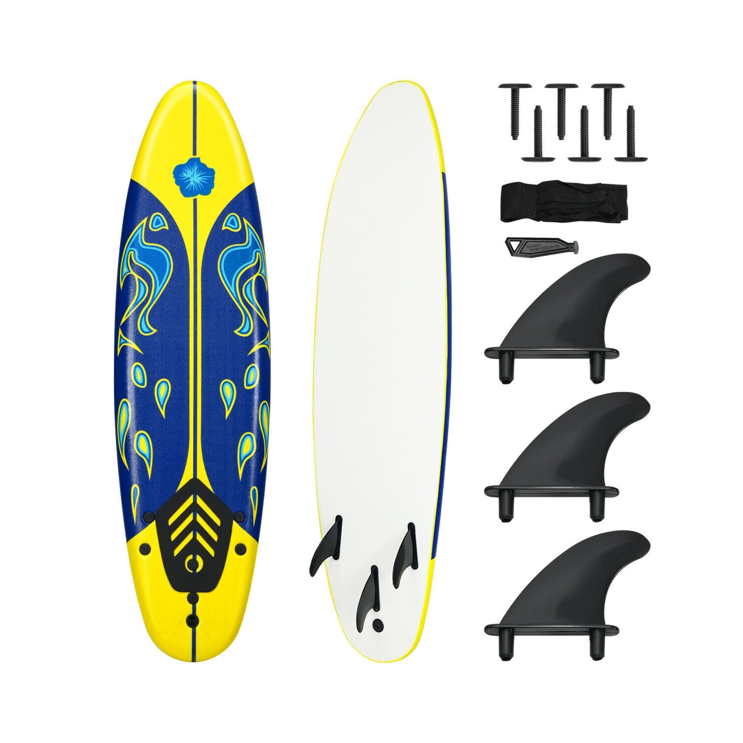 Planche de surf de 6 pi avec 3 ailettes amovibles