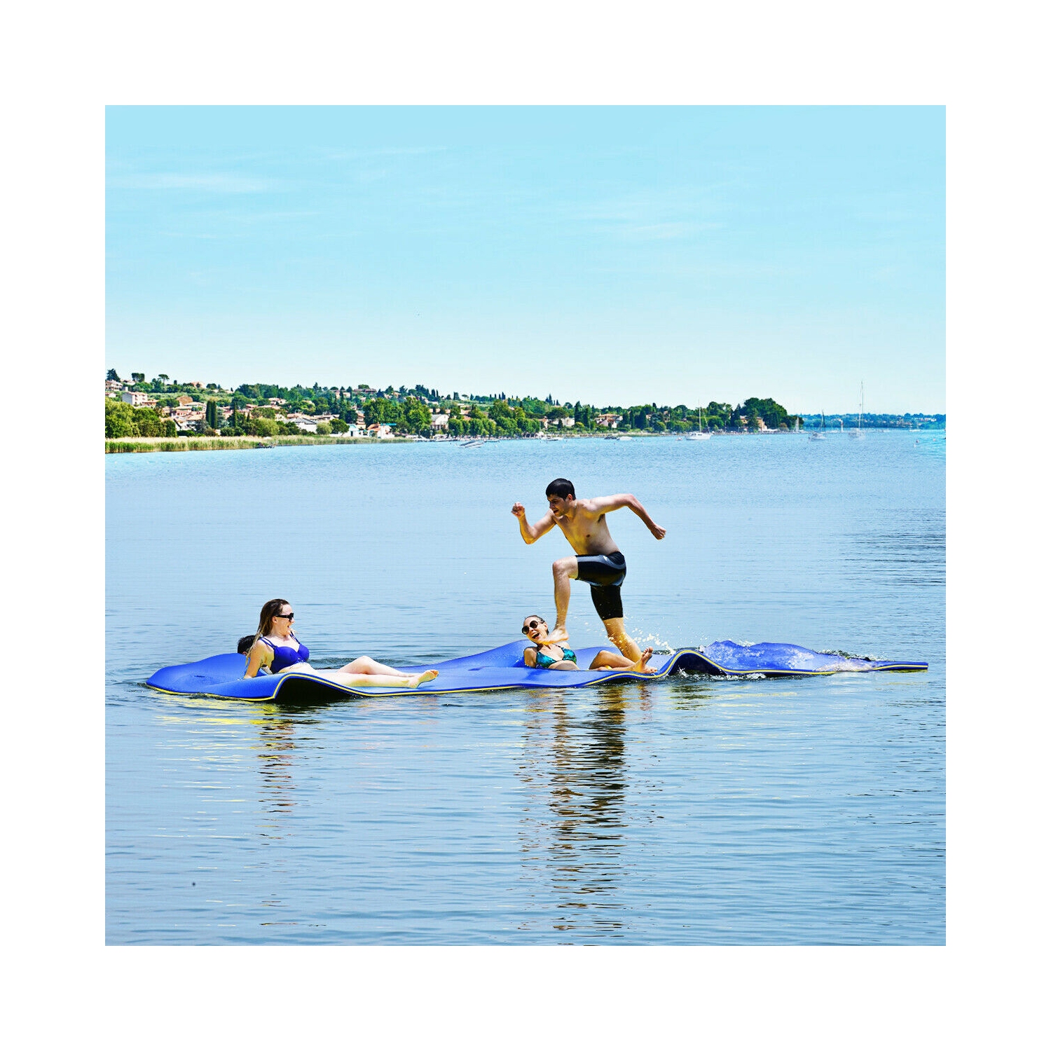 3 Layer Water Pad Foam Mat-Blue