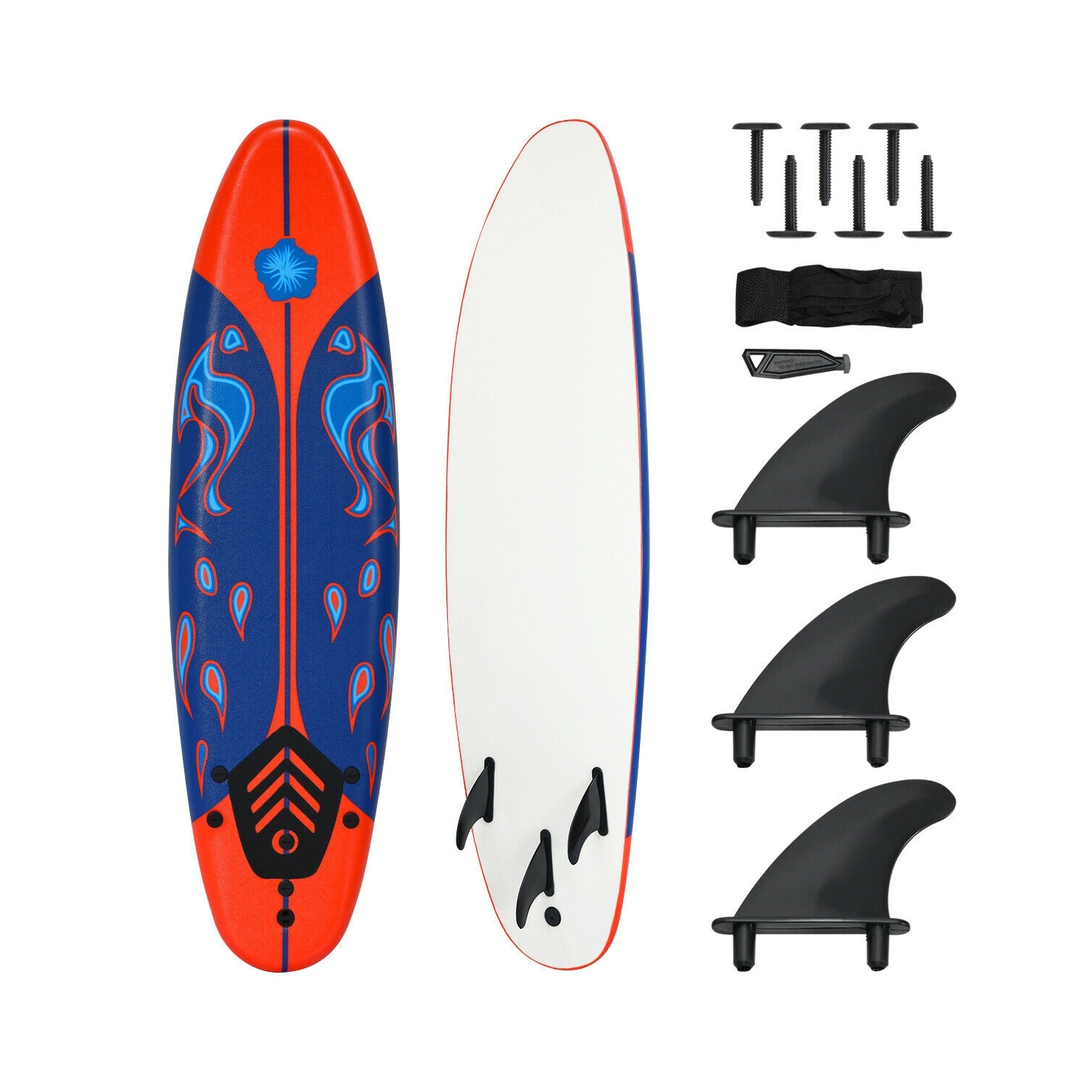 6 Feet Surfboard with 3 Detachable Fins